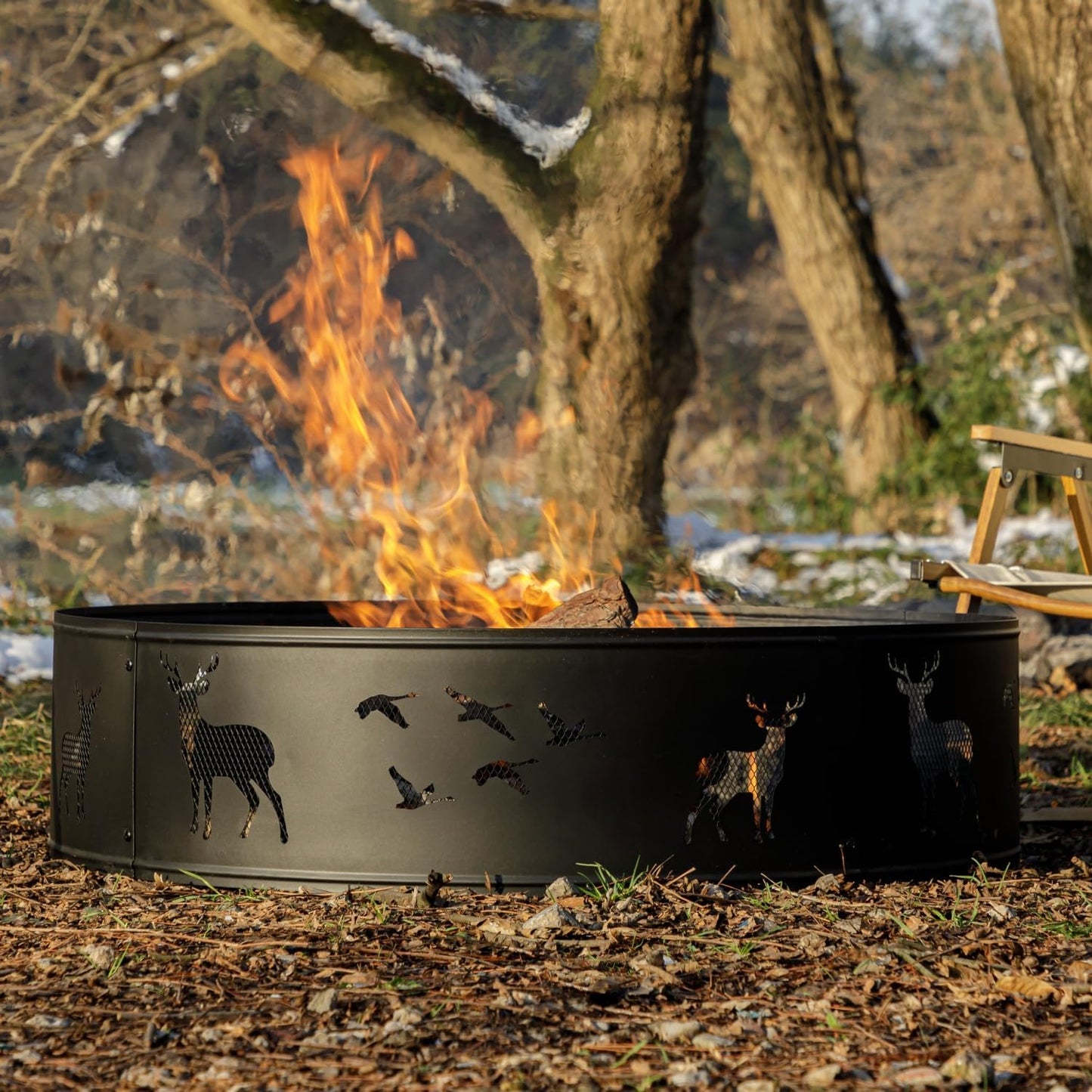 Fire Ring,Firepit Ring for Camping, Wood Burning Fire Pit for Outside,Yard,Garden,Outdoor Fireplace