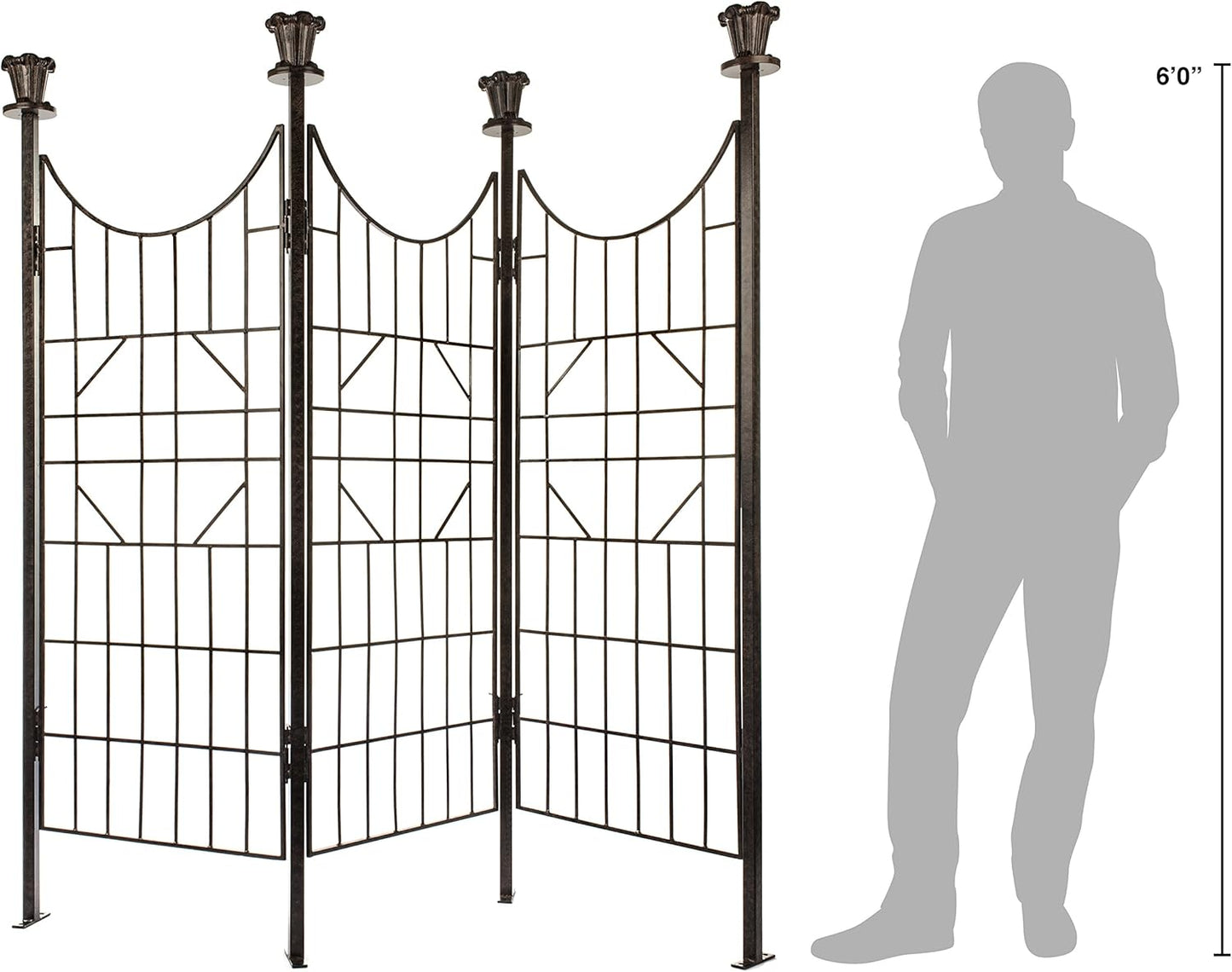 H Potter Large Iron Garden Trellis for Climbing Plants Patio Screen Deck Privacy Fence