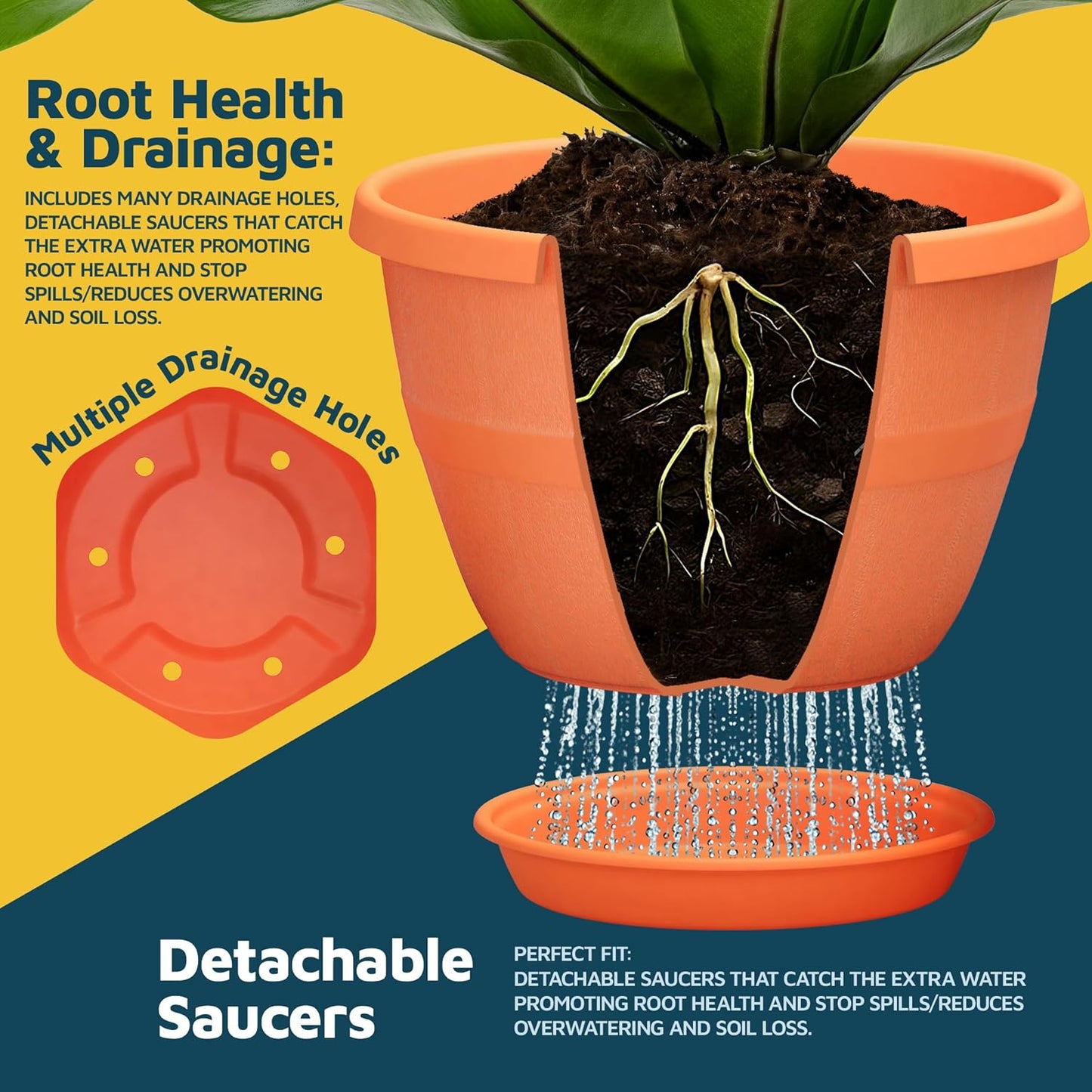 10-Inch Whiskey Barrel Planters Outdoor Pack of 2 - Durable Plastic Plant Pots for Indoor & Outdoor Use with Drainage & Saucer, Lightweight Rustic Barrel Planters for Flowers, Herbs & Small Plants