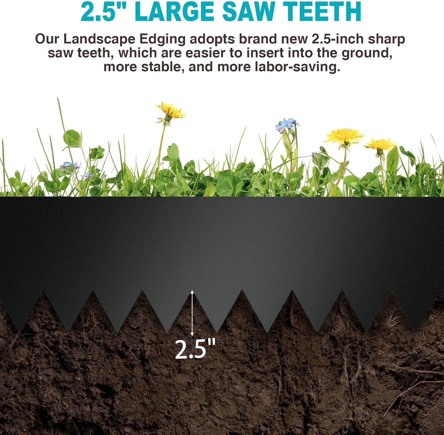 10 Inch Metal Landscape Edging, Heavy Duty Galvanized Steel Garden Edging,6 Pack Steel Landscape Edging with 7 Clips for Lawn, Flower Bed, Yard (Black)