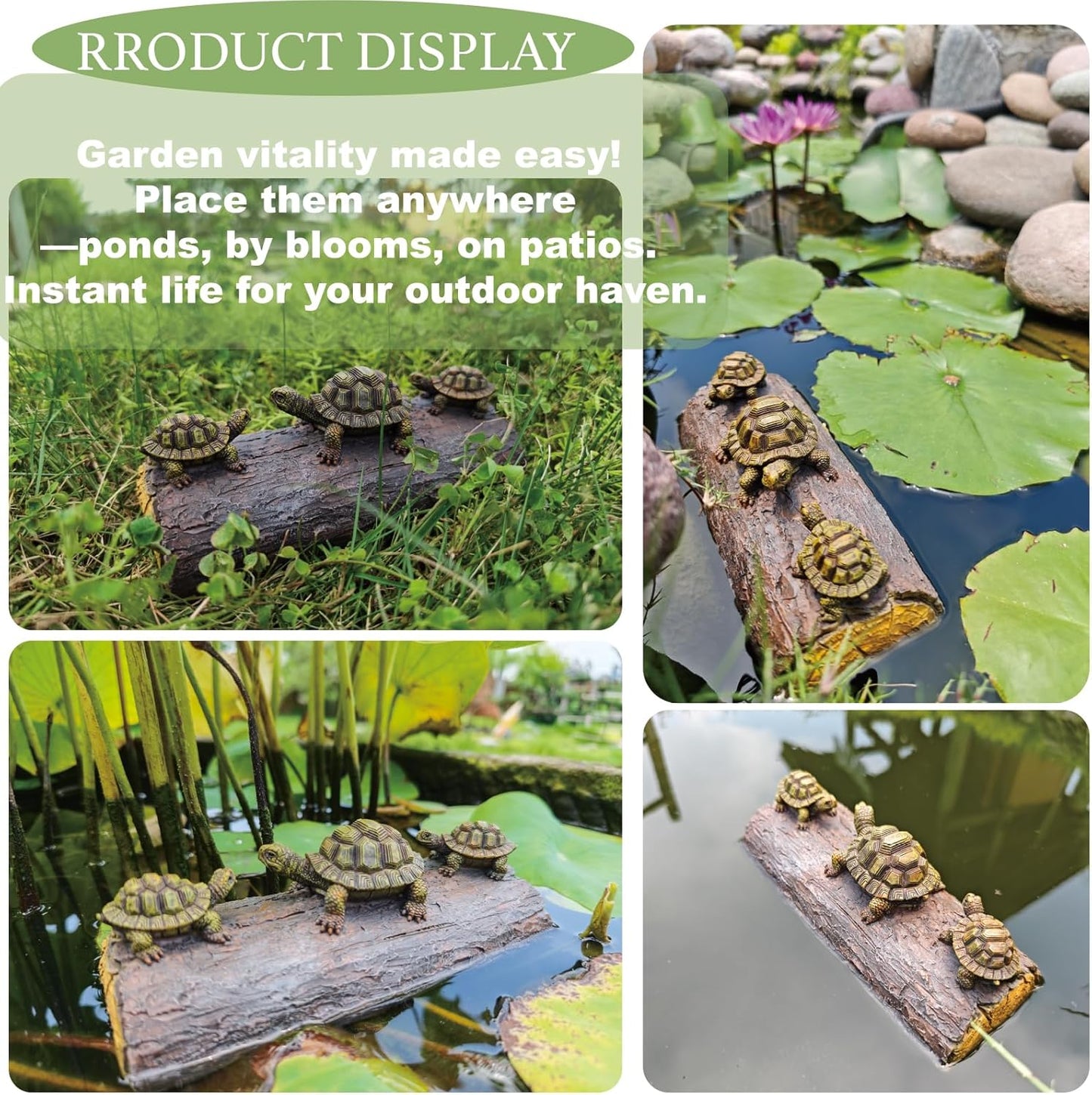 Green Resin Turtle Float Pond Decor, Realistic Floating Decor for Outdoor Ponds, Decorative Animal Garden Statues for Pond Accessories, Garden Outside Lawn Ornament