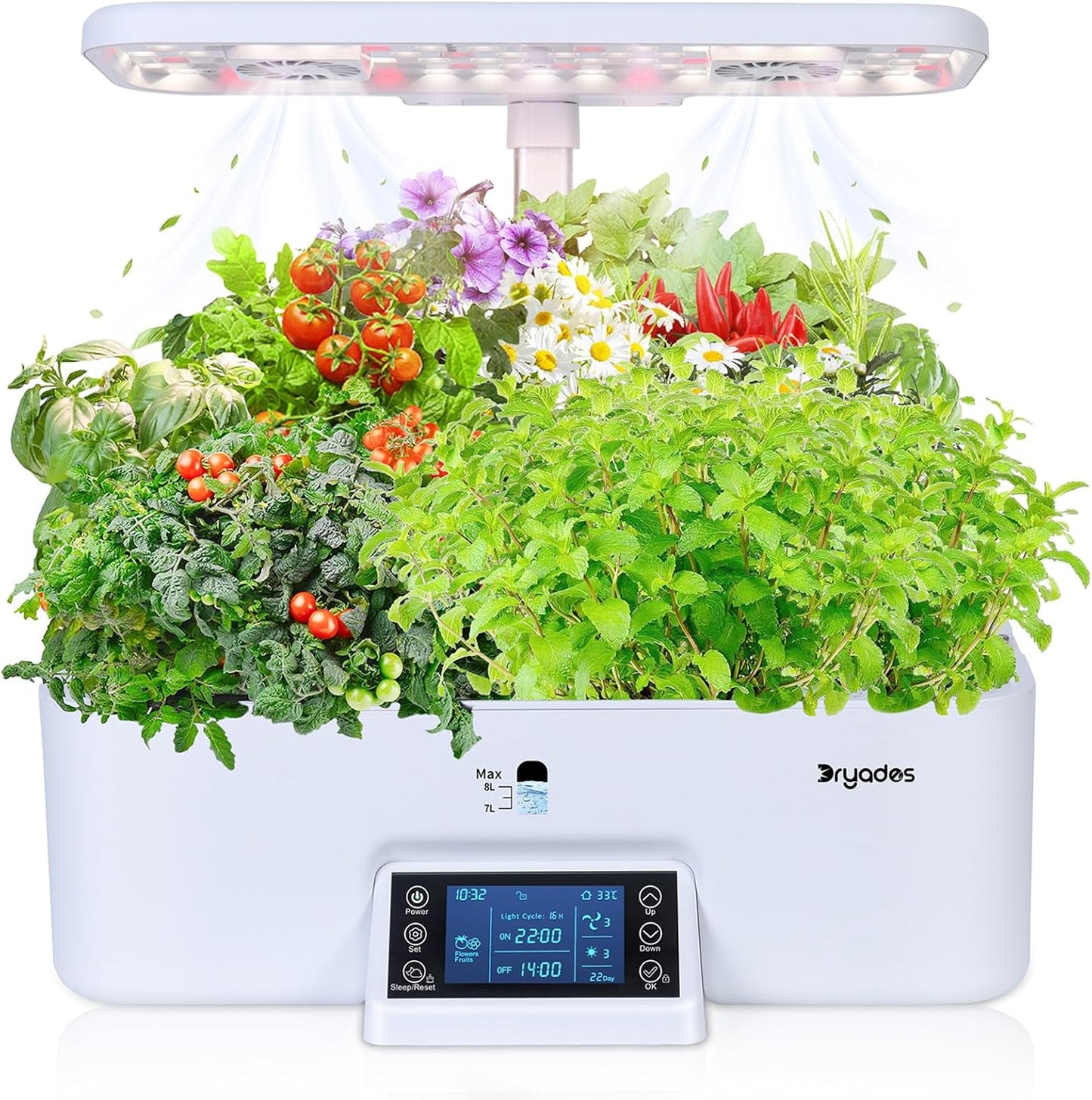 Indoor Gardening 17 Pods Hydroponics Growing System Kit Smart Lighting Setting, Herb Garden Planter with Full Spectrum Grow Light Provides Year Round Harvest - White