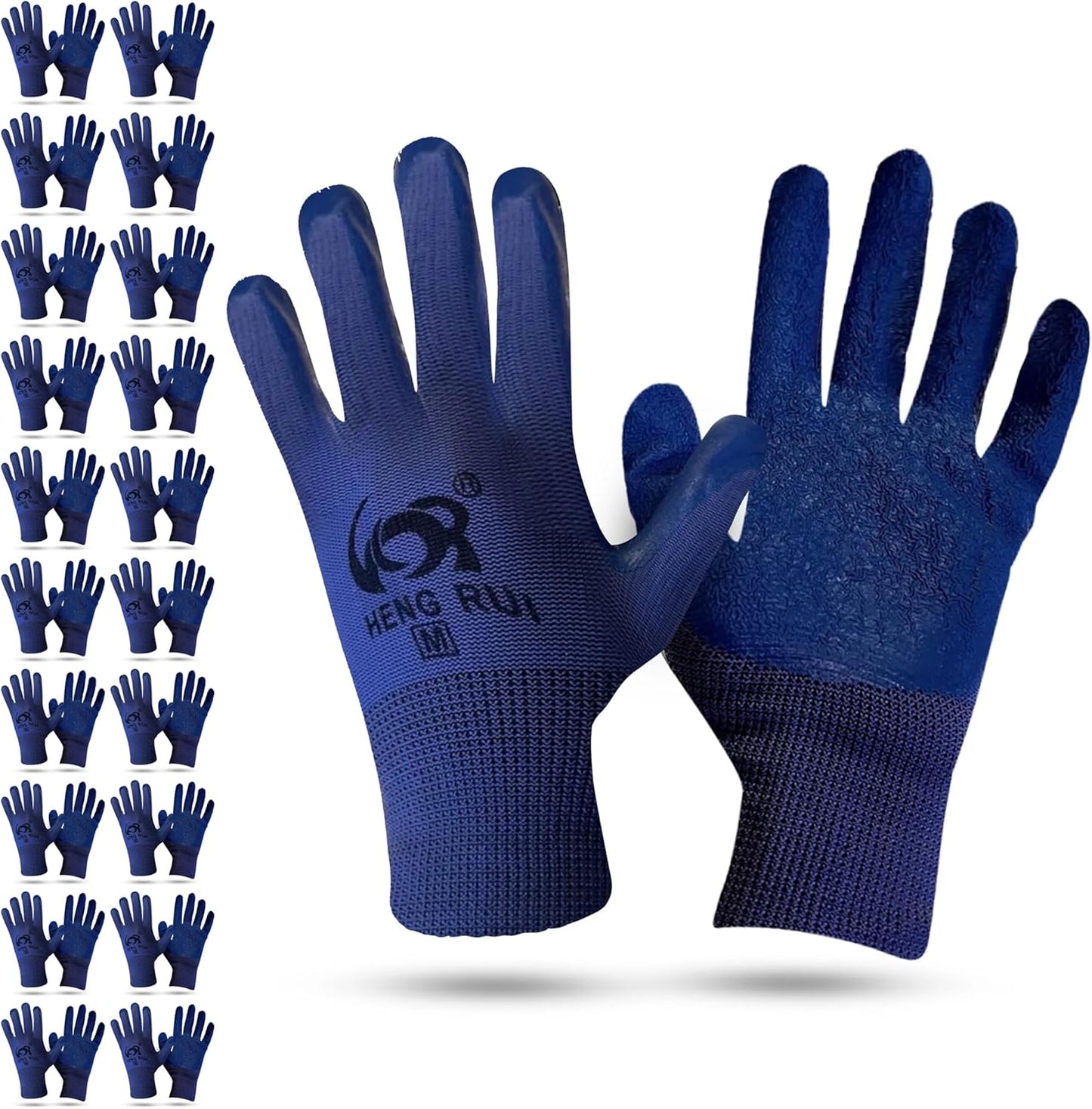10 OR 20 Pairs Work Gloves–Heavy Duty Rubber Coated Safety Work Gloves–Multipurpose Gloves
