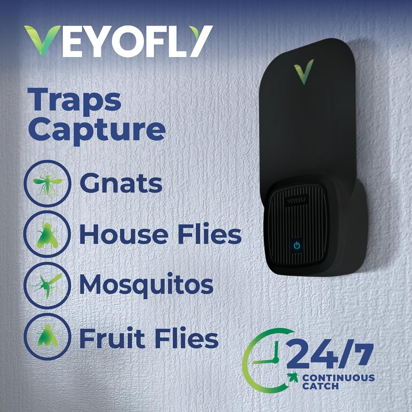VEYOFLY Fly Trap Indoor, Fruit Fly Traps for Indoors, (2 Device + 6 Refills) Gnat Traps for House Indoor, Fly Catcher Indoor, Plug in Light Flying Insect Trap, Bug Light Killer, Fly Trap