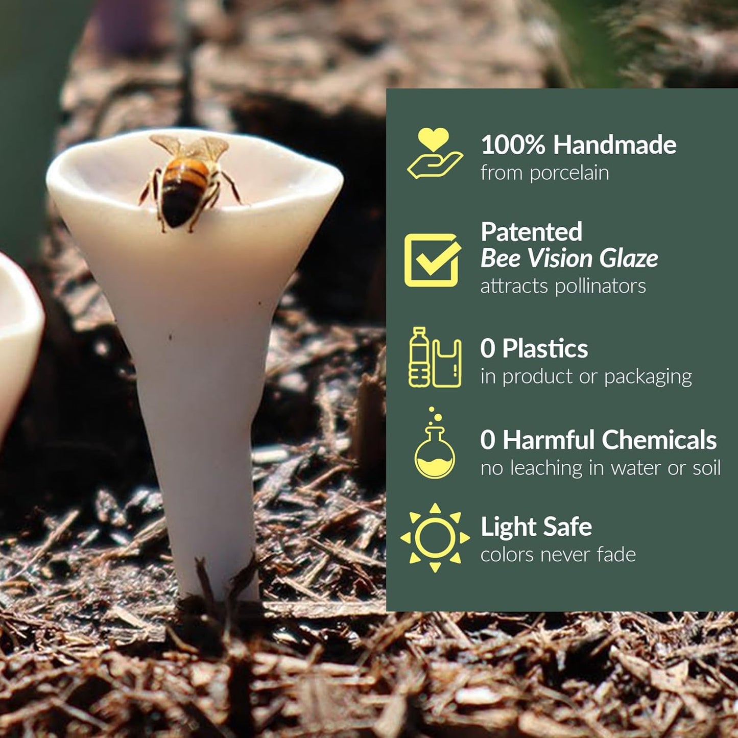 5 Pack, Bee Watering Station, 100% Handmade Porcelain, Bee and Butterfly Feeder for Garden, Outdoor Feeders for Thirsty Pollinators, Plastic Free, Bee Attracting Glaze (5, Sweetheart Pink)