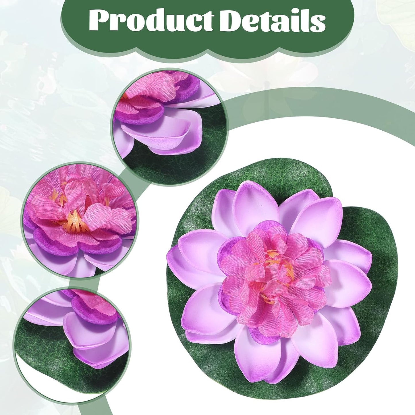 2PCS 10CM/3.94Inch Birdbath Fountain Accessory, Artificial Floating Foam Lotus Flower with Water Lily Pad, Artificial Lotus Flowers Decor, Lotuss Leaf Flower Floating Garden Pond Decor, Pool Decoratio