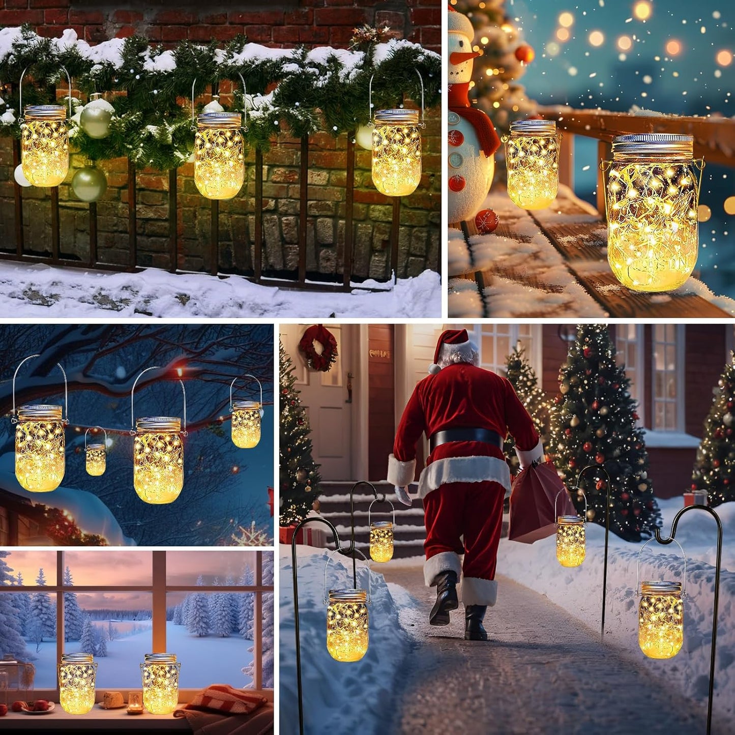 Solar Mason Jar Lights Lids, 12 Pack 30 Led Fairy Lights(Jars Not Included), Outdoor Hanging Mason Jar Solar Lights, Fairy in a Jar Firefly Lights for Patio Garden Table Decor Gifts