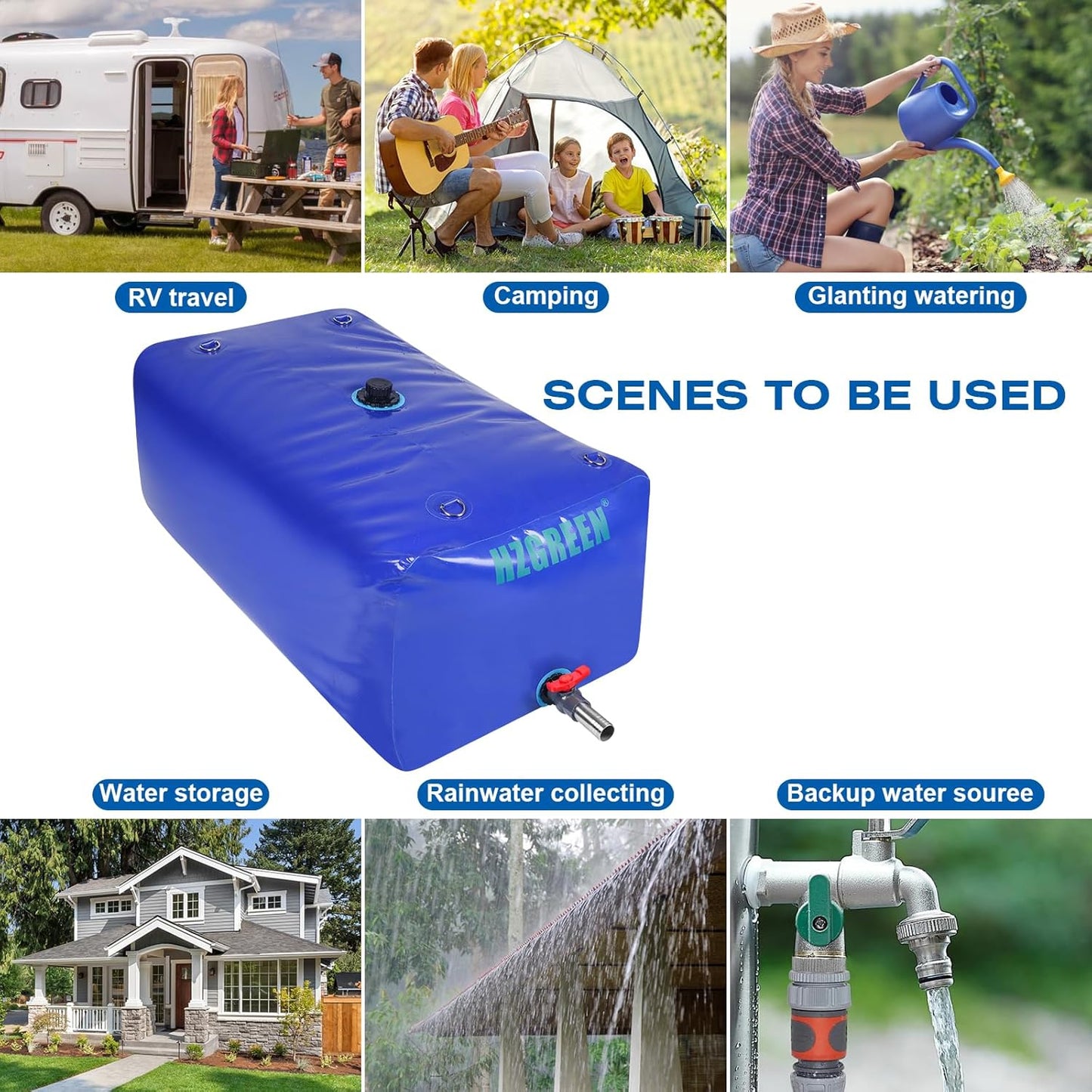 Water Bladder 240L/63G Water Tank Storage Container Foldable Portable Large Capacity Soft Bag Suitable for Outdoor Easy to Carry Out