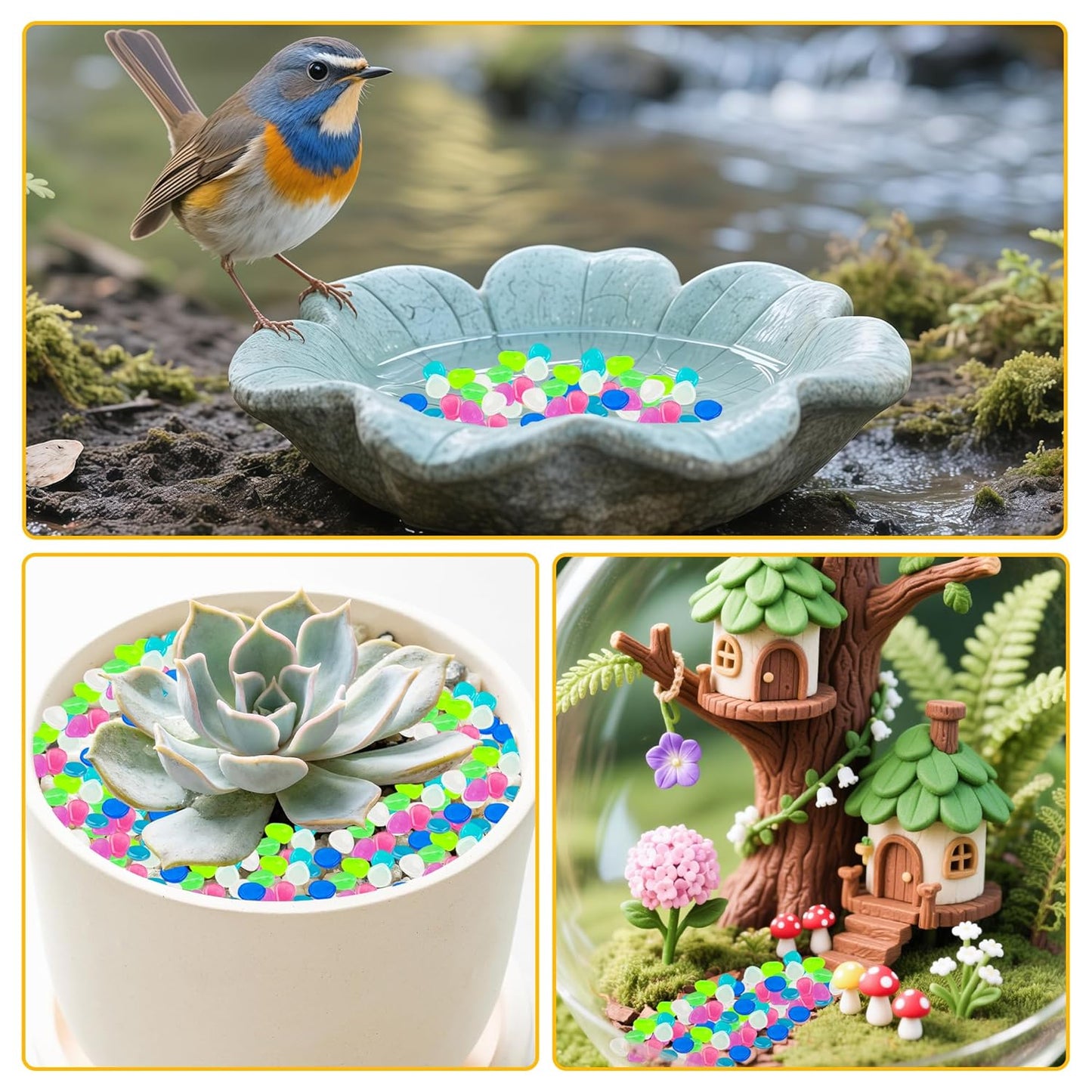 Glow in The Dark Rocks Outdoor Garden Pebbles Stones, 1.2Lbs Fish Tank Glow Rocks Resin Glowing Pebbles for Garden/Aquarium/Planter/Walkway/Driveway,Multi