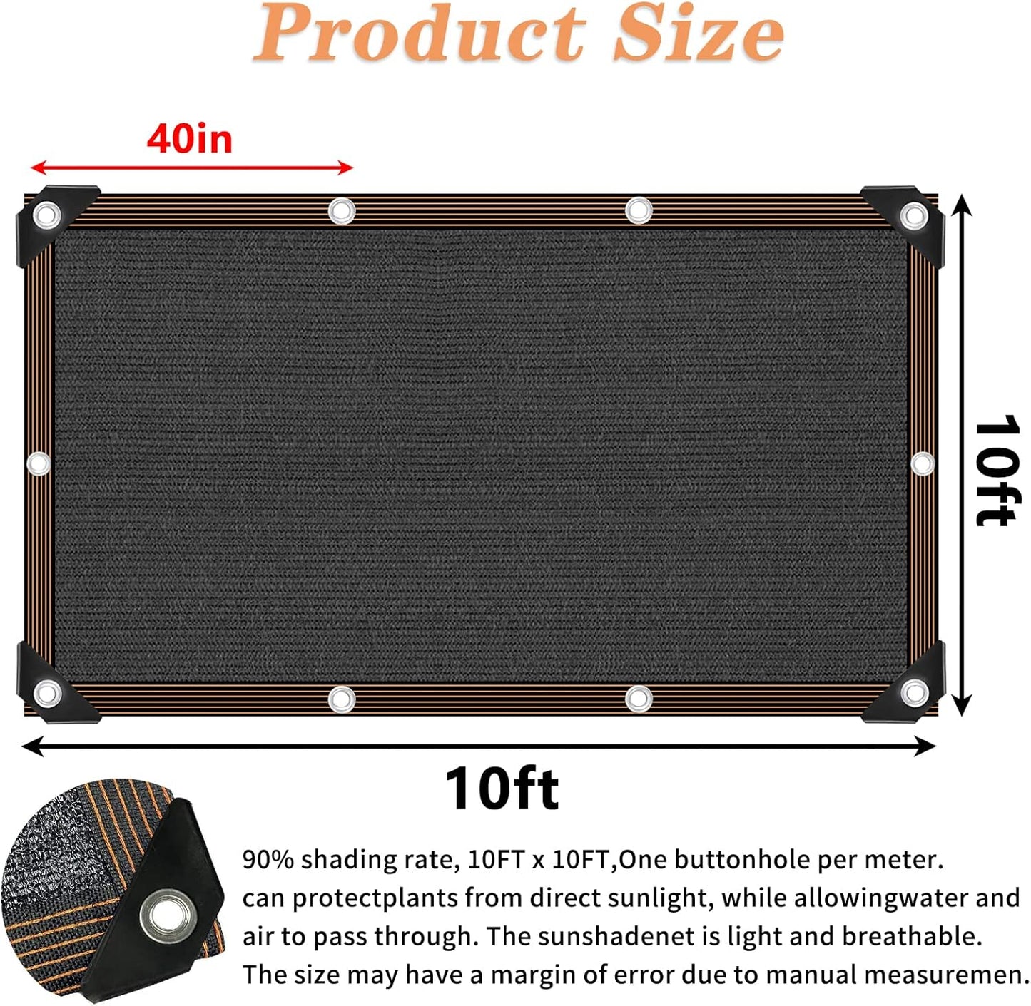 Shade Cloth- 90% Sunblock Net for Garden Patio,Shade Sails -for Plants Greenhouse Outdoor Pergola Lawn Sun Shade Cloths for Kennel Chicken Coop Easier to Hang Shade Net Cover