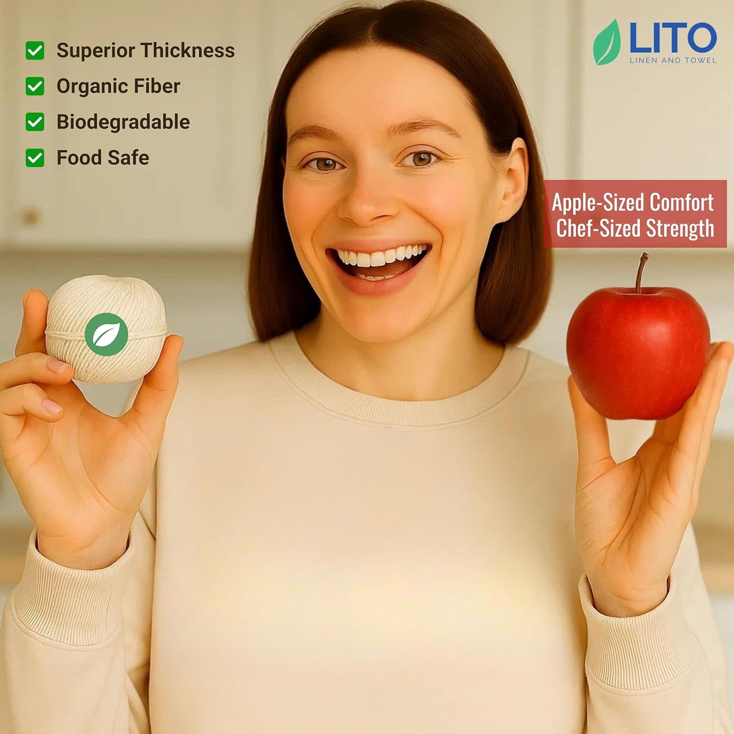 Organic Butcher’s Twine for Cooking & Trussing – 2mm Heavy-Duty Natural Cotton Kitchen Twine 400 Feet – Food-Safe, Oven-Safe String for Meat, Turkey, Baking, & Crafts