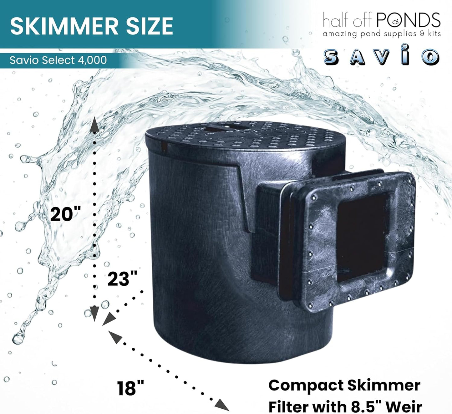 HALF OFF PONDS Savio Select 4,000 GPH Submersible Pump Pond Kit with 15' x 20' PVC Plastic Pond Liner for Water Garden & Koi Pond