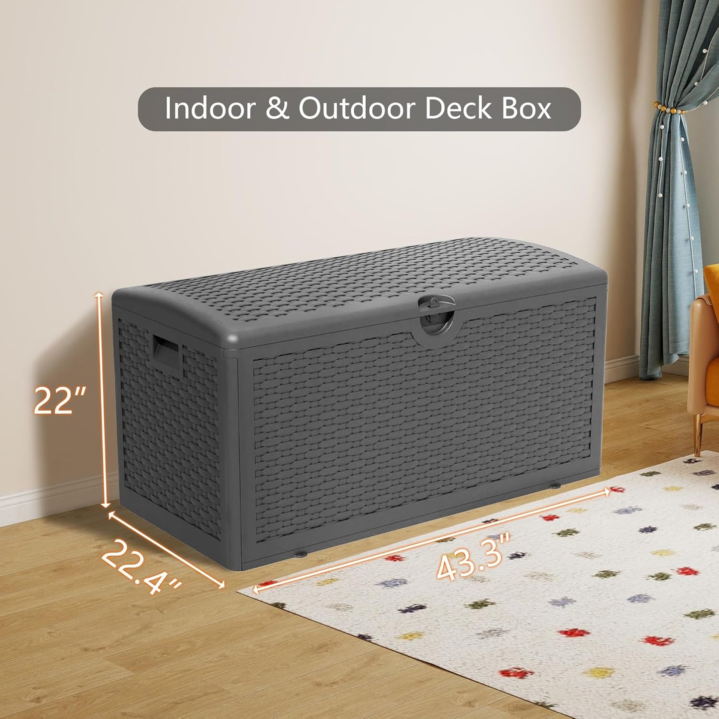 80 Gallon Plus Outdoor Storage Box Waterproof Lockable Resin Deck Box Large, Patio Storage Bin for Pool Accessories Cushion Furniture, Garden Tools, UV-Resistant Outside Delivery Black