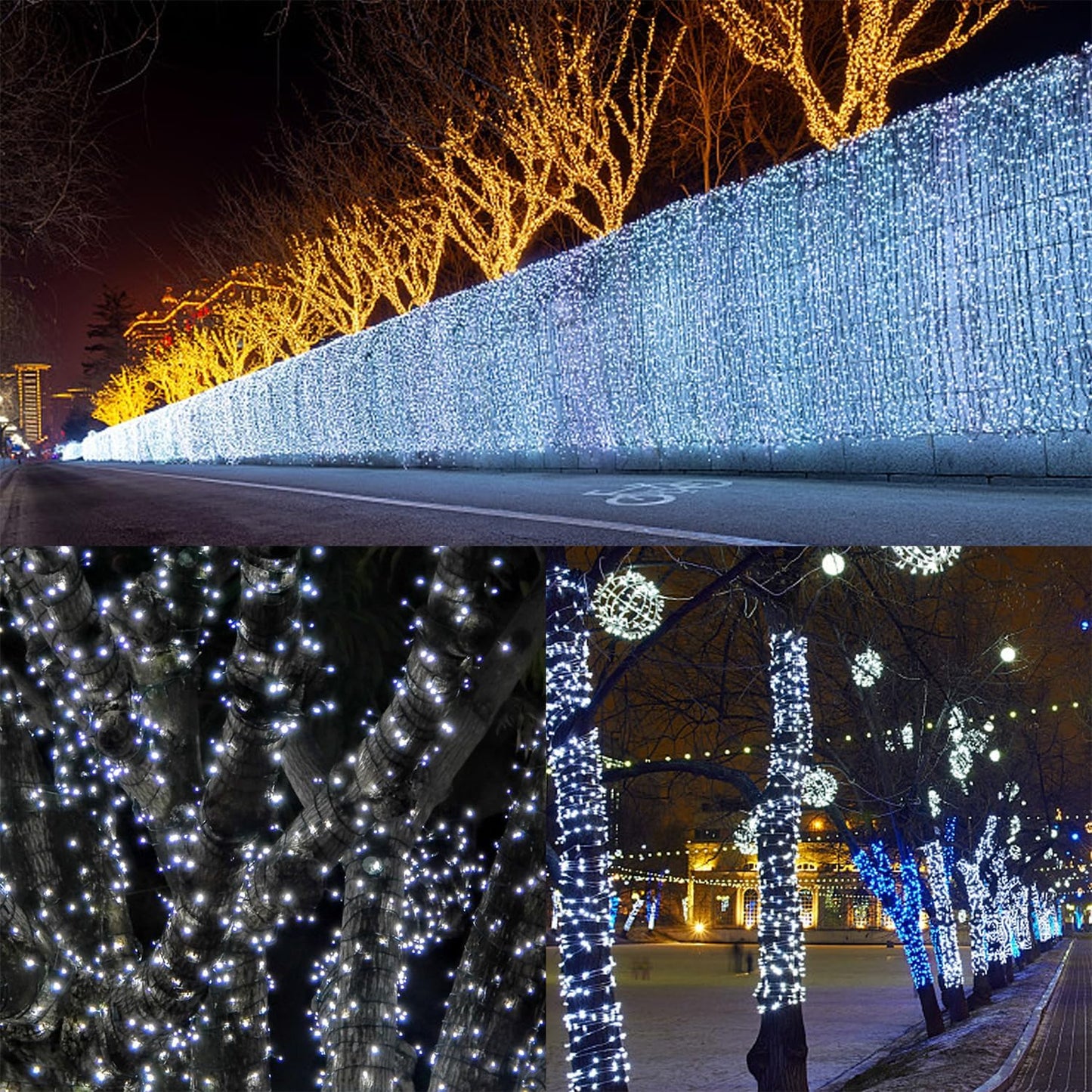 WATERGLIDE 1000 LED Christmas String Lights, 328 FT Green Wire LED Decorative Fairy Lights with Remote & 8 Modes, Waterproof for Outdoor Xmas Holiday Party Garden Wedding Home Decor, Cool White