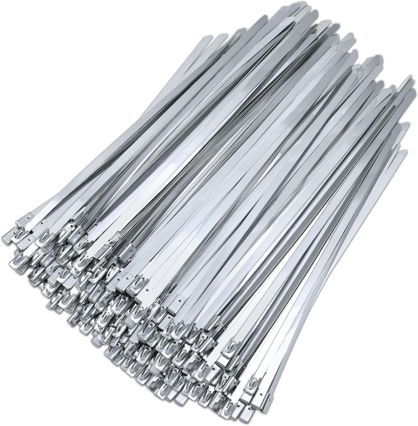 Foneso Metal Zip Ties (7.9 Inch 100PCS), 304 Stainless Steel Short Zip Ties Multi-Purpose Heavy Duty Self-Locking Cable Ties for machinery, fence, vehicles, farms, cables, pipesas well