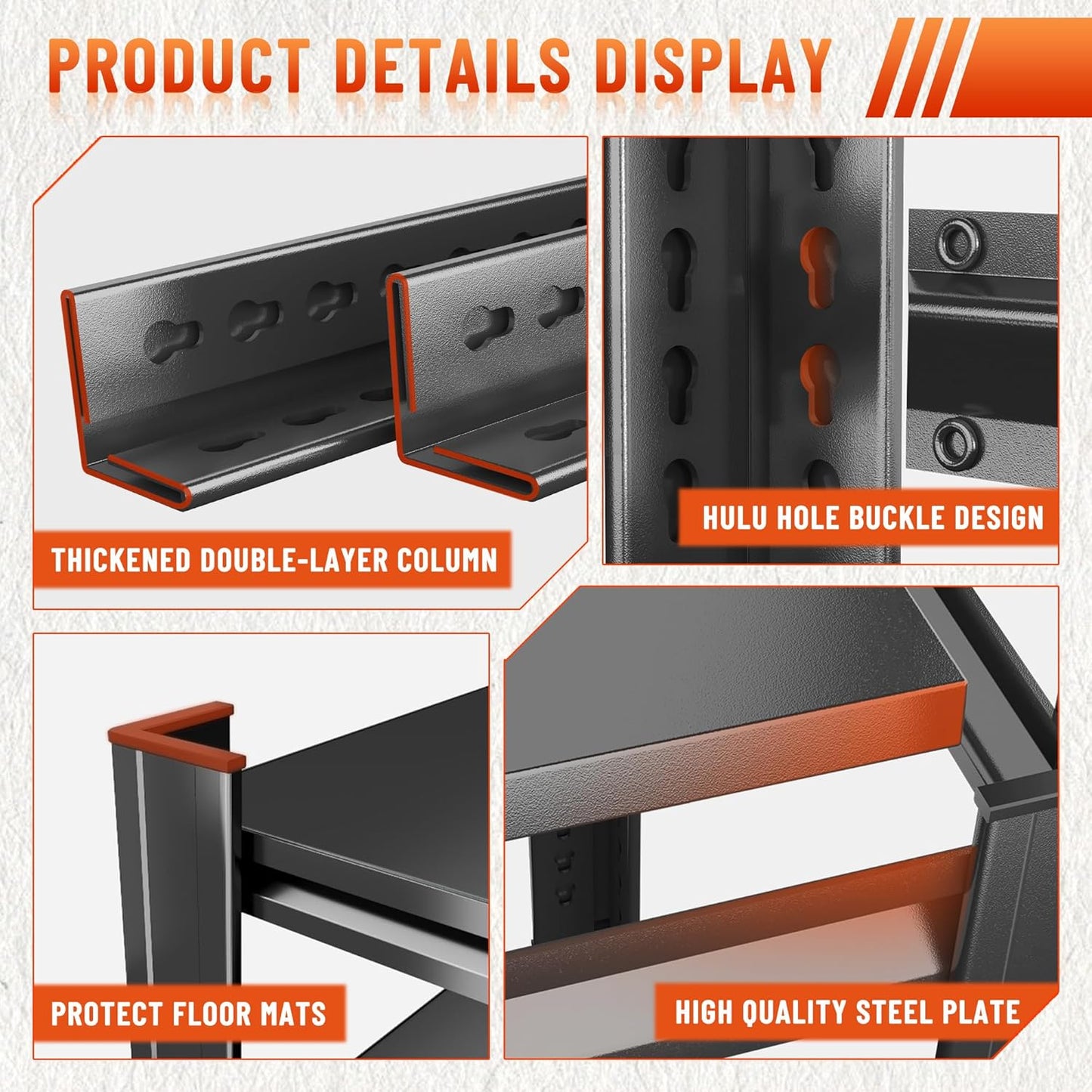 Heavy Duty 5-Tier Shelving Unit 2500LBS Capacity - Adjustable Steel Garage Shelves for Warehouse, Basement Storage(63''H x 45.3''W x 17.7''D)