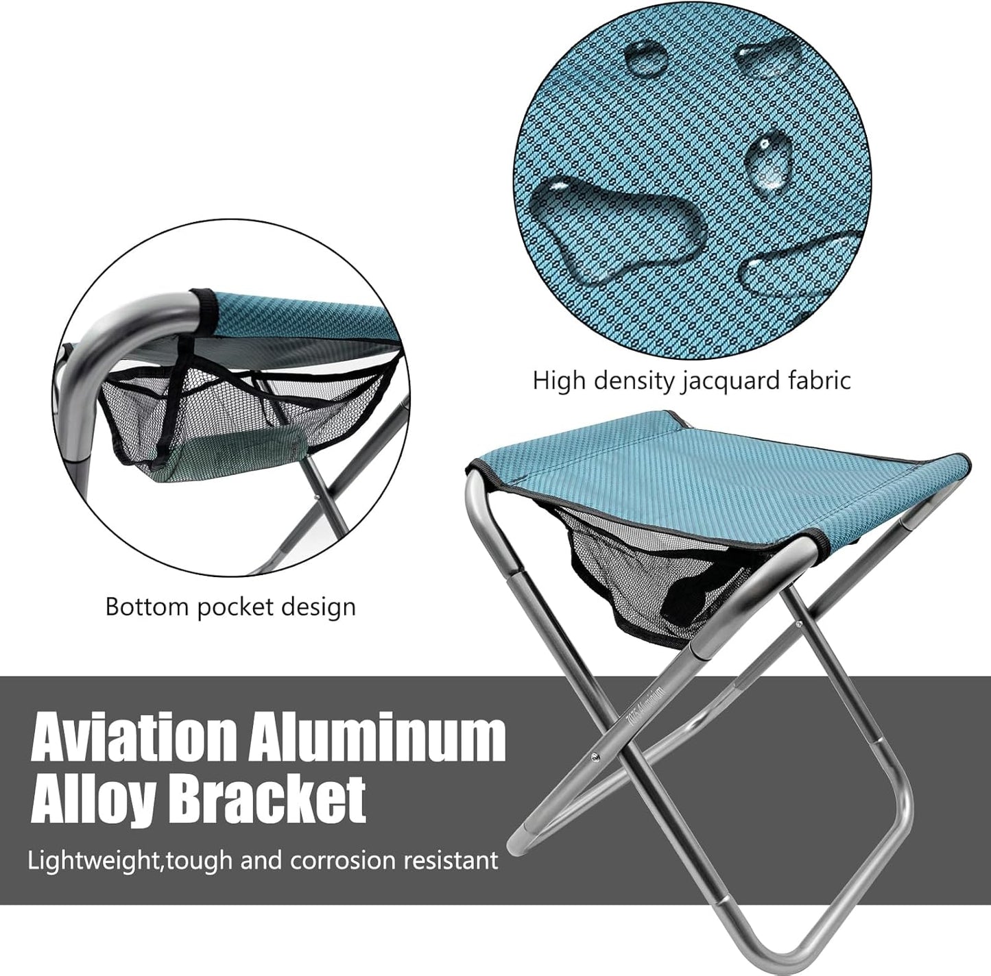 16 Inch Tall Portable Folding Camping Stool - Aluminum Alloy Lightweight Seat With Carry Bag for Fishing, Outdoor Camping, Hiking and BBQ - Red