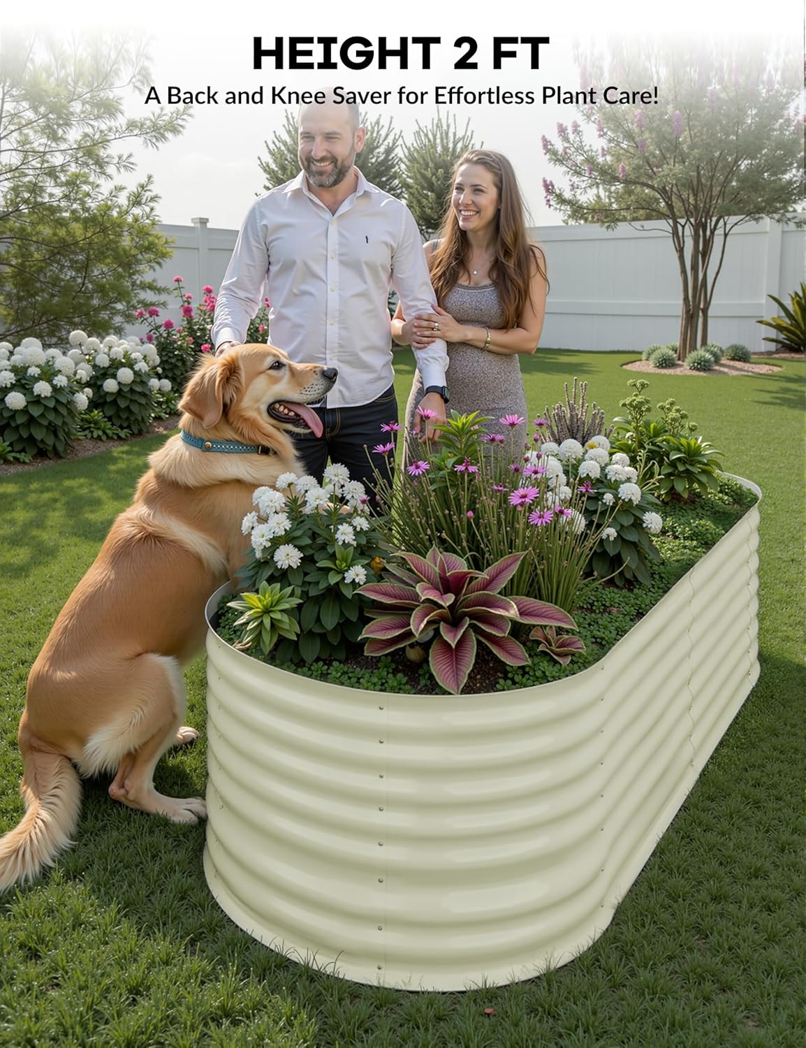 2 Pcs Raised Garden Beds Outdoor 6x3x2 ft - Galvanized Steel Planter Box for Vegetables, Flowers, Rust-Resistant Garden Box, Easy Assembly Raised Beds, Durable Planters for Outdoor Plants, Beige