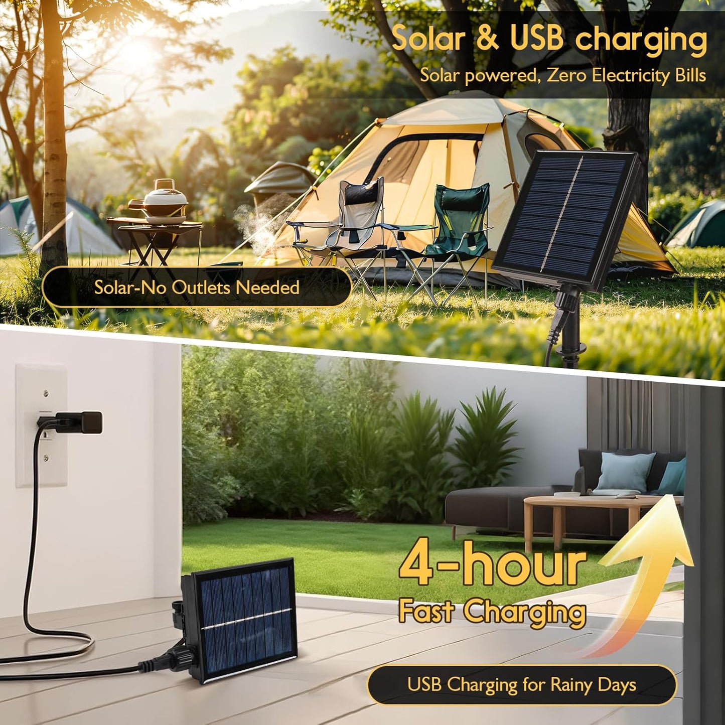 S14 Solar String Lights Outdoor with Remote 60 FT, USB & Solar Dual Charging, Waterproof, 8 Modes 3 Timers, 20+2 LED Shatterproof Bulbs, Dimmable Solar Light for Camping Backyard Bistro Porch Garden