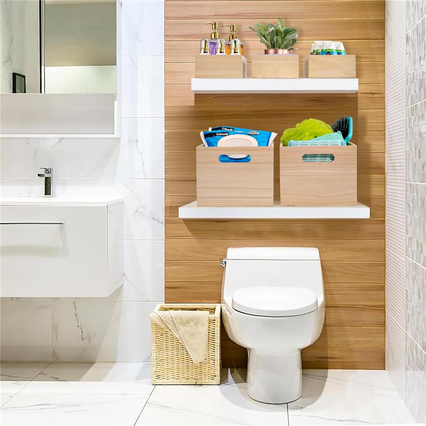 Sorbus Unfinished Wood Crates - Organizer Bins, Wooden Box for Pantry Organizer Storage, Closet, Arts & Crafts, Cabinet Organizers, Containers for Organizing (2 Pack)