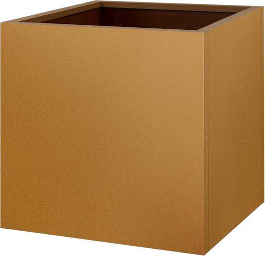 Corten Steel Planter Box 25"x24"x24", Metal Planter Spliced Flower Pot with Partitions, Outdoor & Indoor Large Rectangular Planter Box for Porch, Patio, Garden, Commercial Décor
