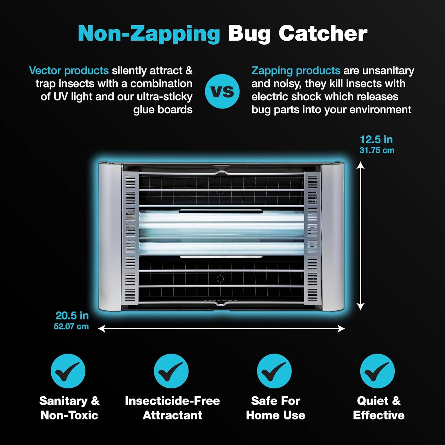 Catchmaster Vector Plasma Grilled Light Trap, UV Light Fly Traps, Gnat Traps for House Indoor, Shatterproof Bulbs, UV Lamp Insect Killer, Bug Light for Commercial Kitchen, Warehouse & Restaurants