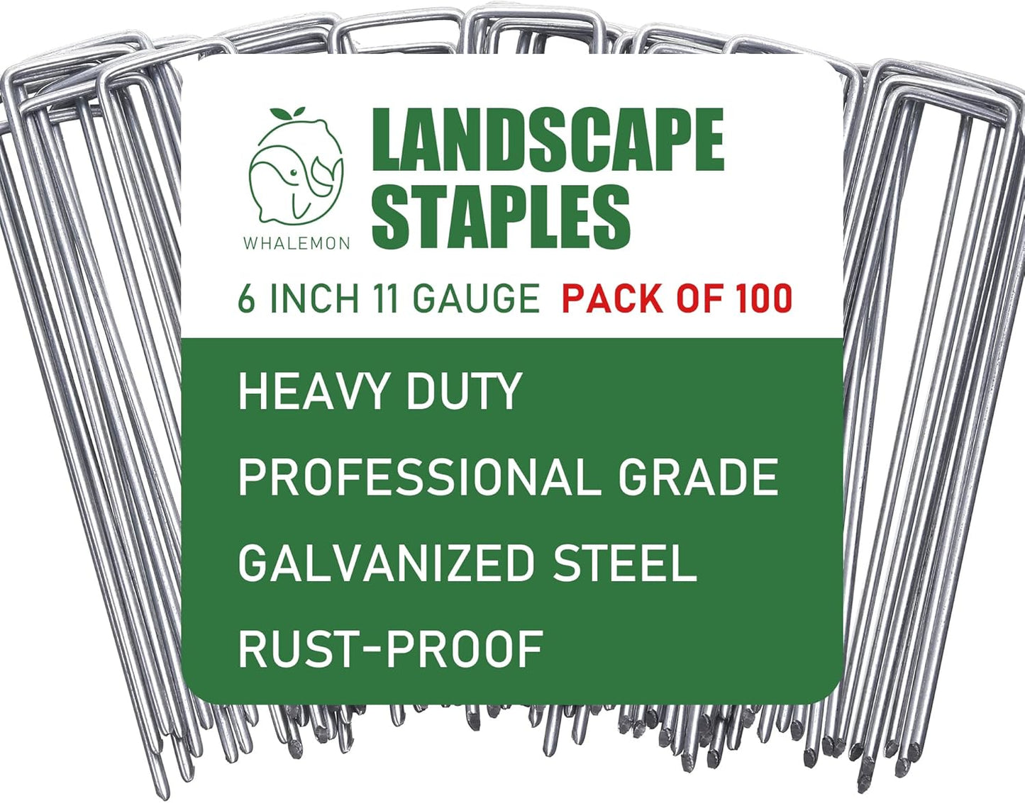 100 Pack Landscape Staples 6 Inches 11 Gauge Stakes, Galvanized Garden Stakes U-Shaped Pins and Landscaping Staples for Sod Anchoring Landscape Fabric Irrigation Tubing