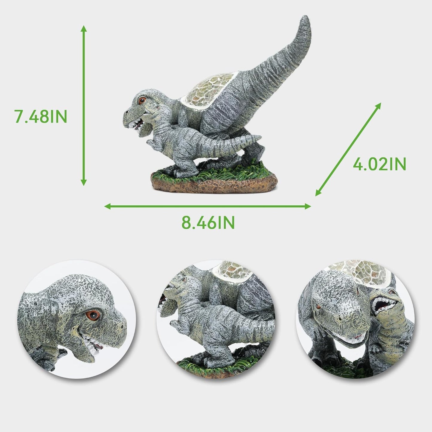 Garden Statue Dinosaur,Solar Dinosaur Decor for Outdoor,Resin Dinosaurs Figurine with Solar Light for Patio,Balcony,Yard,Lawn Ornament,Perfect Garden Gift