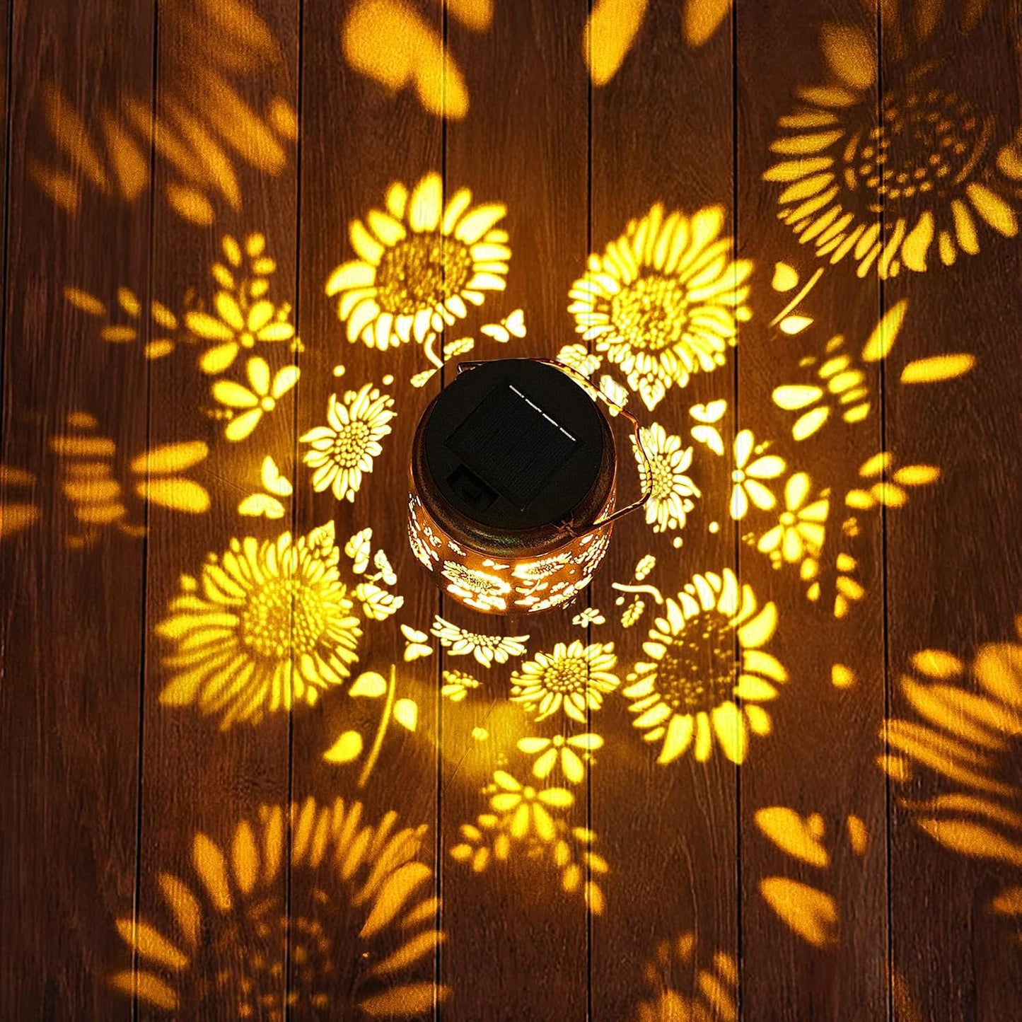 2 Pack Sunflower Solar Lanterns Garden Decor, Birthday Gifts for Women Mom Grandma Metal Hanging Solar Lights Outdoor Waterproof LED Decoration with Shepherd Hook Outside for Yard Porch Lawn Patio