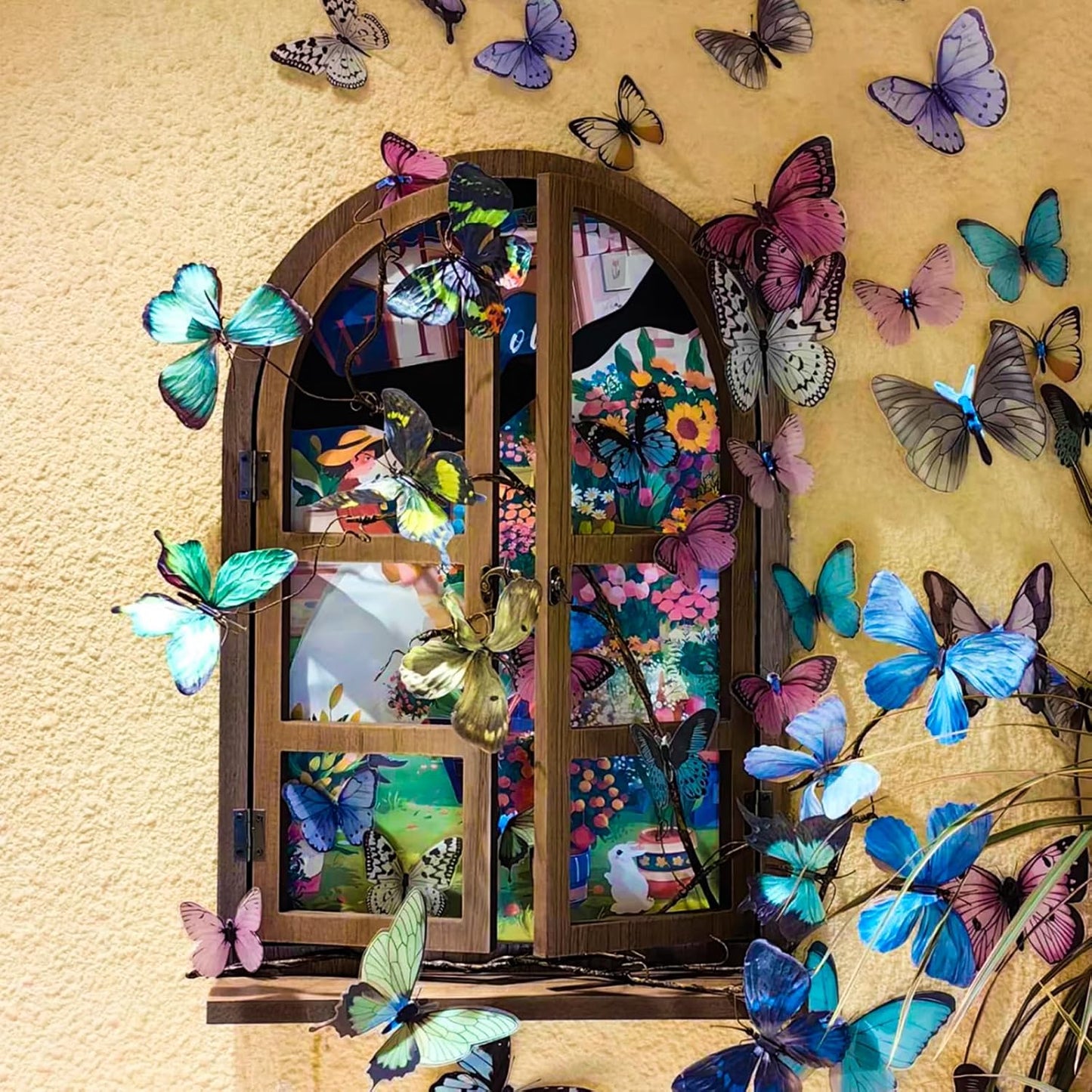 Artificial Butterfly, 3D Artificial Butterfly Clips,Silk Floral Butterflies, Suitable for Home Decoration, Flower Arrangement and Foil The Festive Atmosphere (8 Pcs)