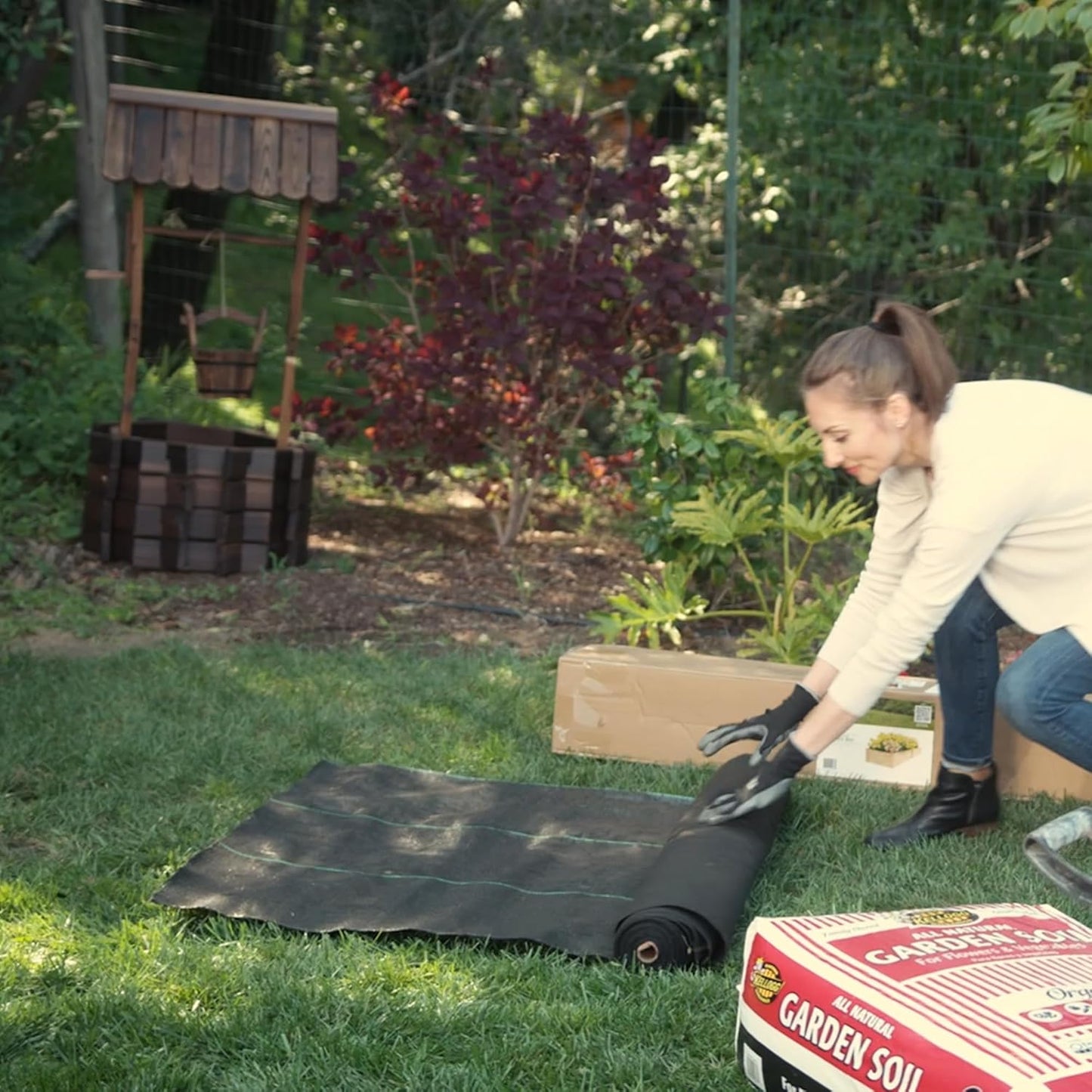 ECOgardener Premium 5oz Landscape Fabric, 3ft x 100ft Pro Garden Weed Barrier - Durable & Heavy Duty Weed Block Gardening Mat, Easy Setup & Superior Weed Control, Eco-Friendly & Convenient Design