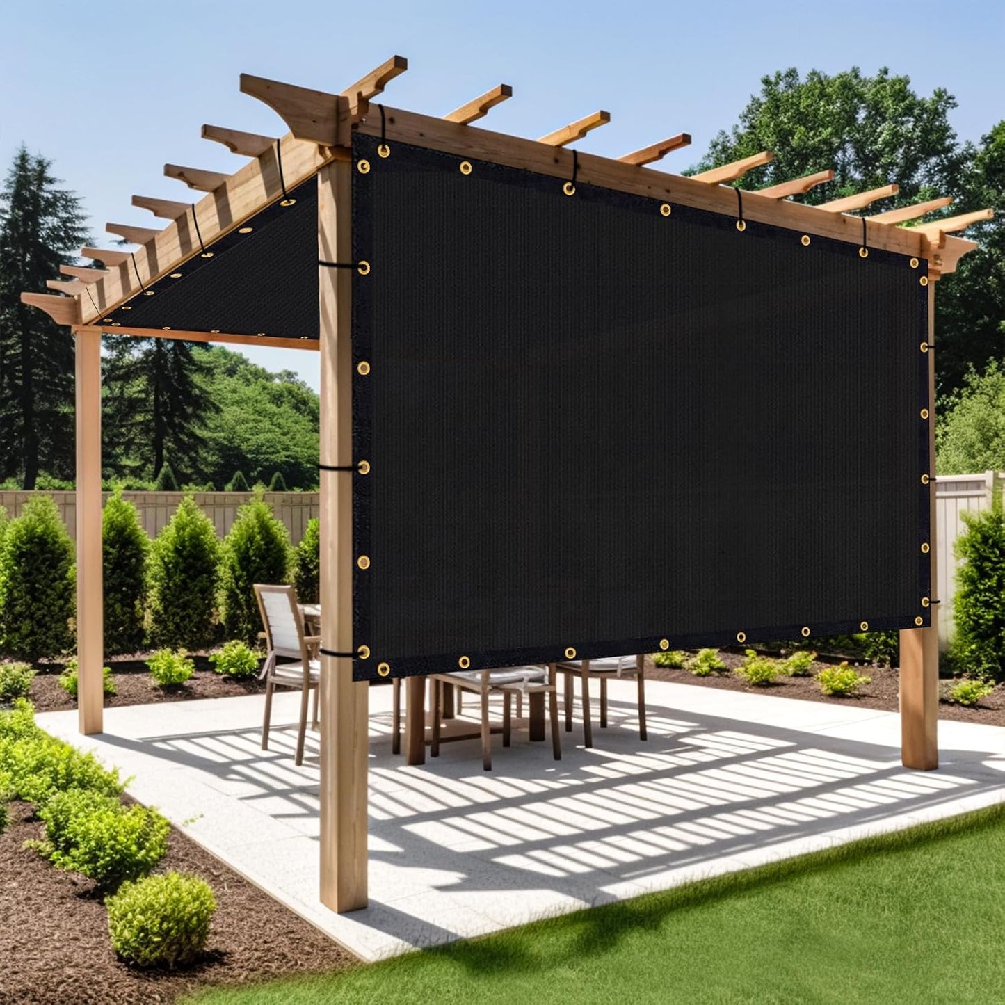 Shade&Beyond Customized Size 13' X 17' Shade Cloth with Grommets, 90% UV Protection UV Protection Mesh Tarp Sun Screens for Patio GN01, Black