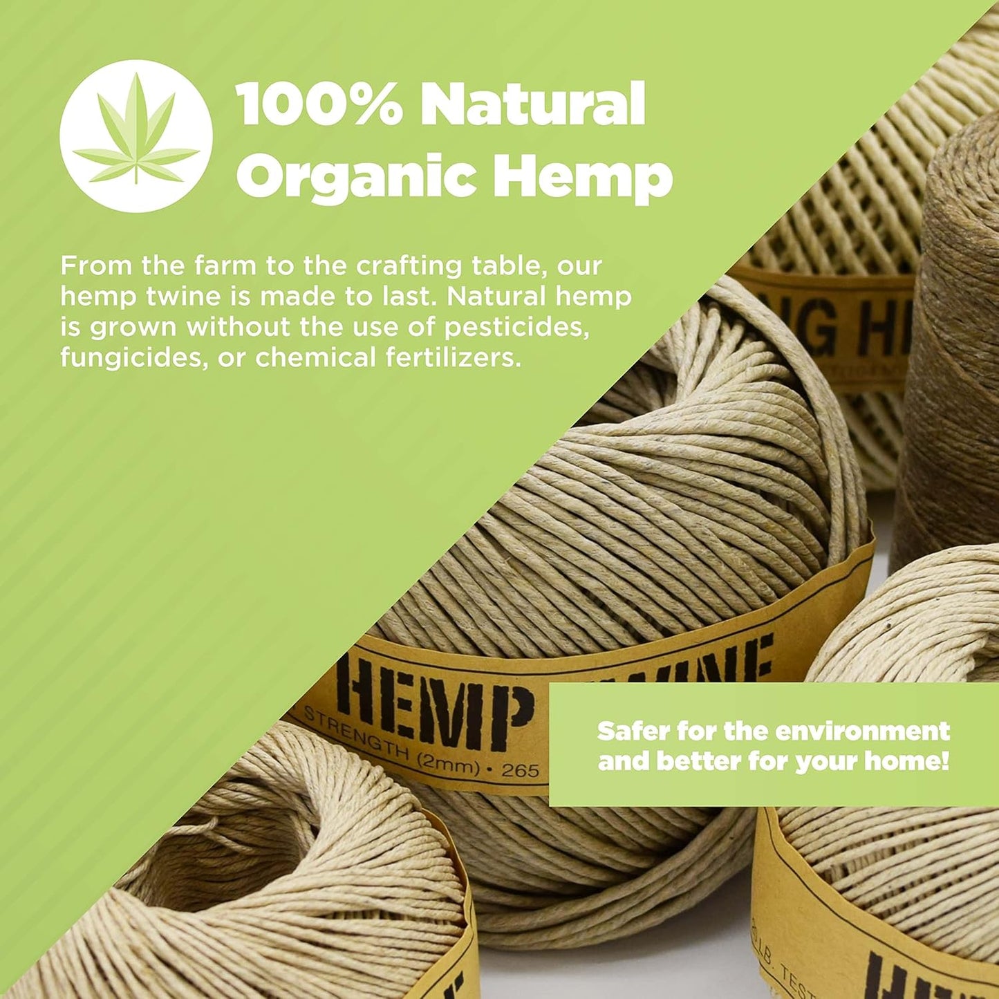 Hemp Twine for Gardening - Twine for Crafts - Organic Natural Hemp String for Wick + Lighter - Strong Durable Cord for Decoration + Macrame - 1MM Waxed 300G/700 Ft. - 20 lb. Test Strength - Natural