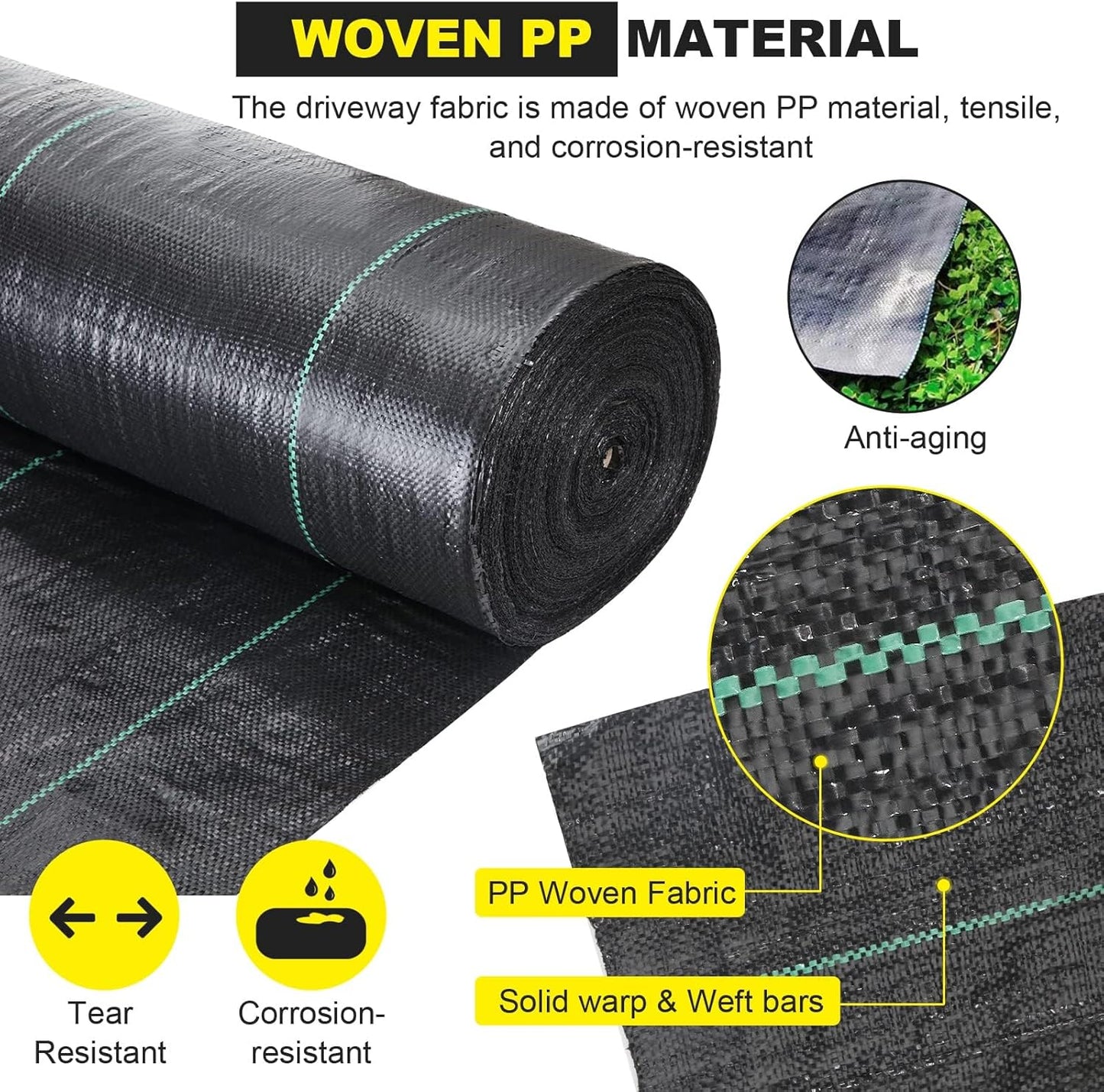 Driveway Fabric, 3x300 ft Road Fabric Commercial Weed Barrier Fabric, Landscape Fabric Heavy Duty 4OZ French Drain Fabric for Erosion Control,Landscape Fabric,Weed Barrier,Construction Projects