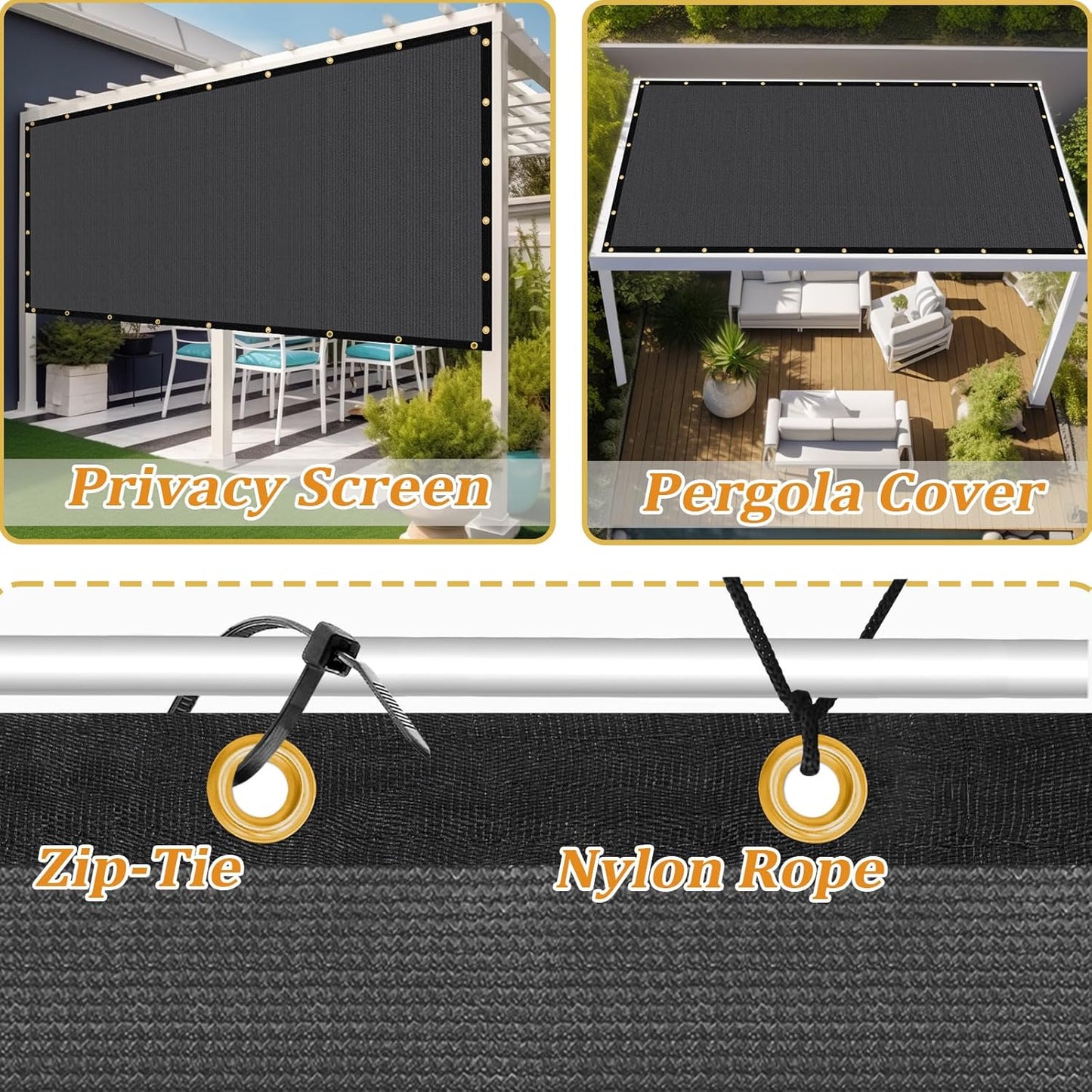 Shade&Beyond Customized Size 9' X 17' Shade Cloth with Grommets, 90% UV Protection UV Protection Mesh Tarp Sun Screens for Patio GN01, Dark Gray