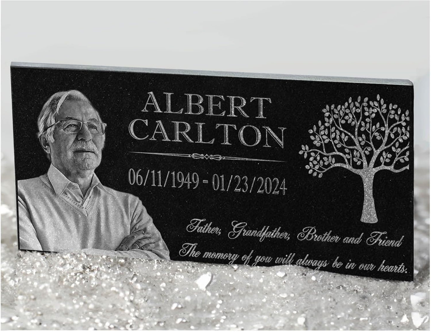in Loving Memory Photo Tree of Life Personalized Granite Memorial Stone Sympathy Remembrance of Dad Mom Child