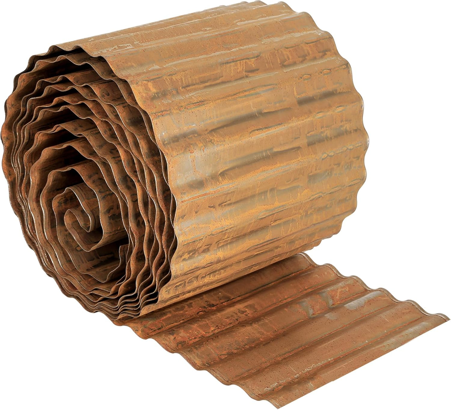 Worth Pre-Rusted Wide-Corrugated Garden Edging, 8" x20Ft Sturdy Steel Lawn Landscape Edging, Bendable Metal Long Strips of Border for Raised Flower Bed Tree Surrounds