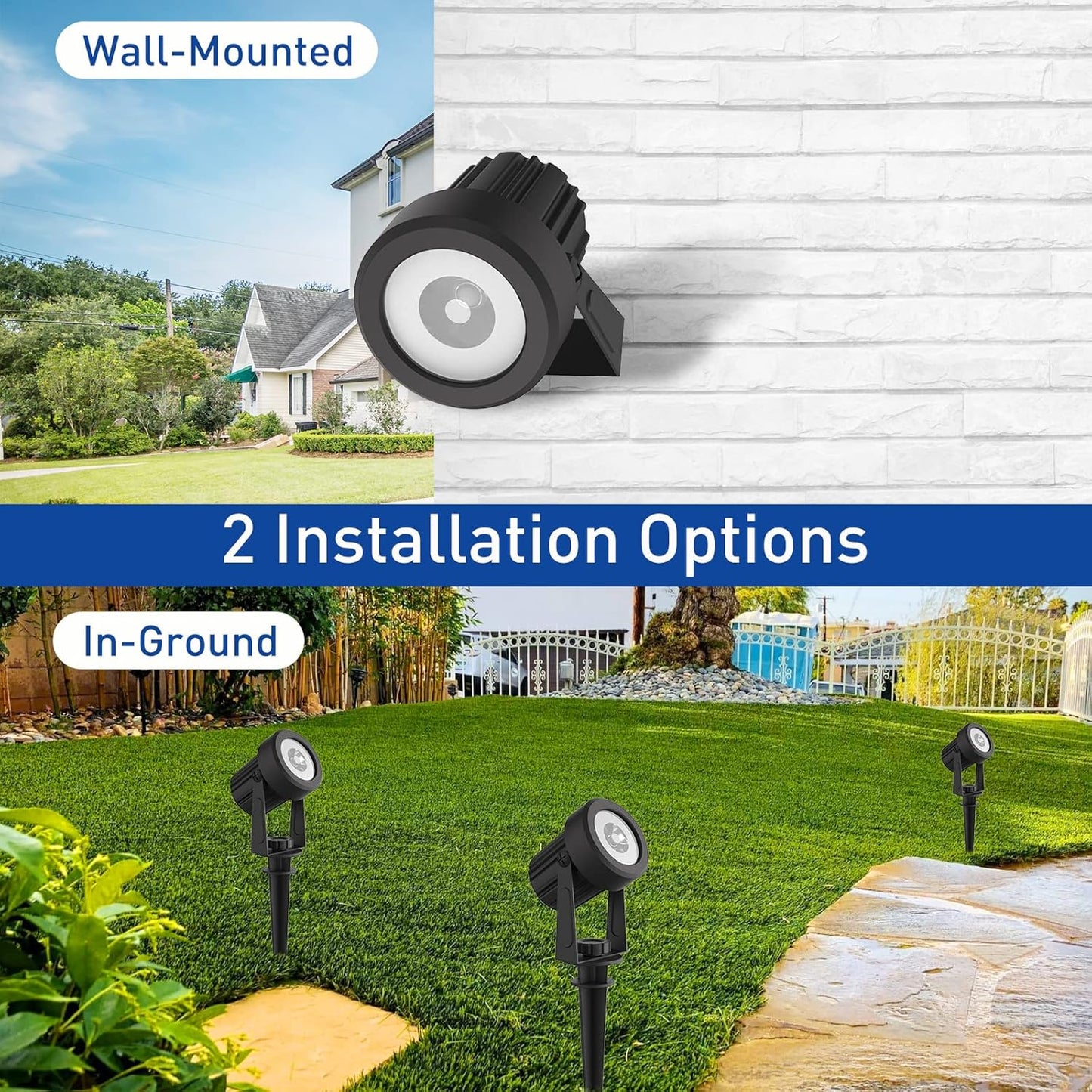 T-SUNUS Halloween Solar Spot Lights Outdoor Color Changing, Landscape Spotlights RGB Lighting Waterproof IP65 9.8ft Cable for Christmas Patio Pathway Yard Garden Wall Holiday Decoration (Multi-Color)