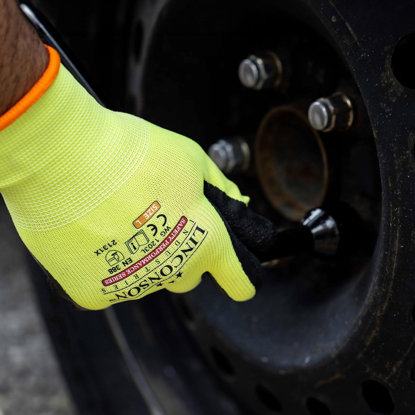 linconson 12 Pack Safety Performance Series Construction Mechanics Wrinkle Latex Work Gloves