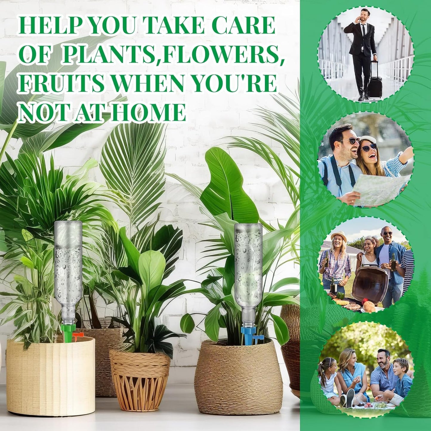 16 Set Plant Watering Devices with Self Watering Spikes and 26 oz Plastic Bottles Plant Waterer Devices with Adjustable Control Valve Switch Indoor Outdoor (Clear)