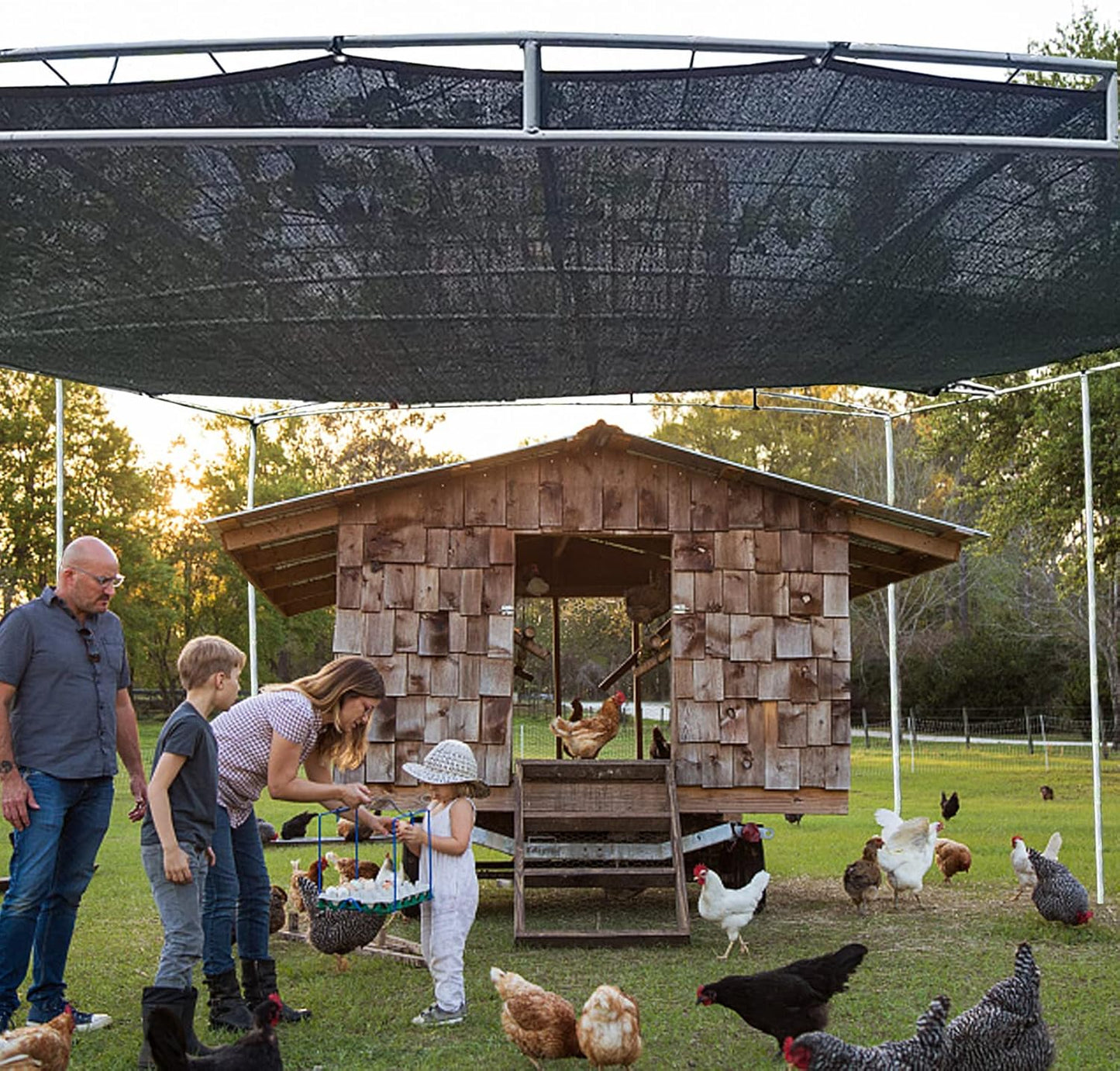 QLOFEI 4x10 FT Shade Cloth with Grommets, 90% Sun Shades Outdoor Patio Mesh Tarp, Easier to Hang Sunblock Neting Cover -for Garden Greenhouse Pergola Lawn Kennel Chicken Coop