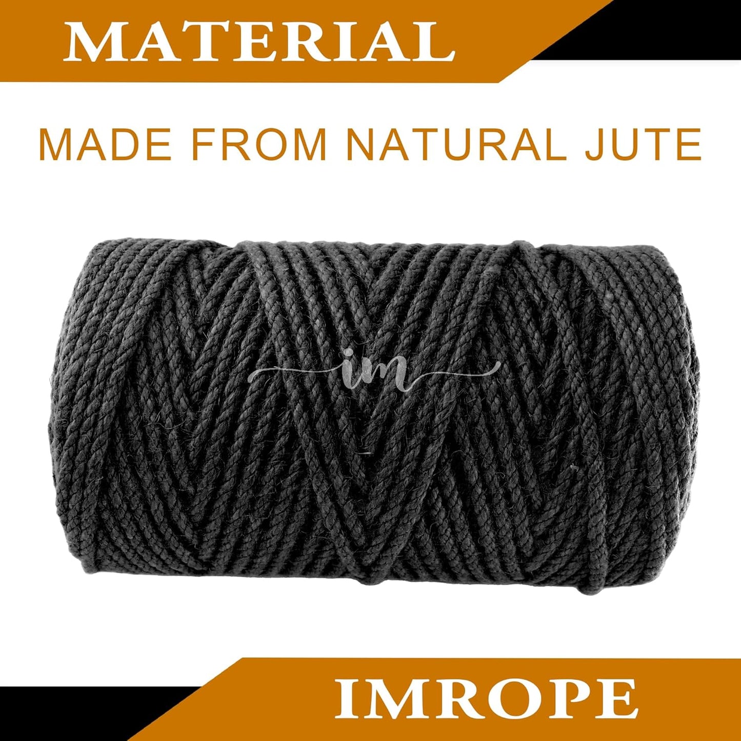 4mm x 200 Feet Black Jute Rope, Twine for Gardening Tomato Climbing Plant Tie Floristry Crafts Gift Wrapping Packing Decor