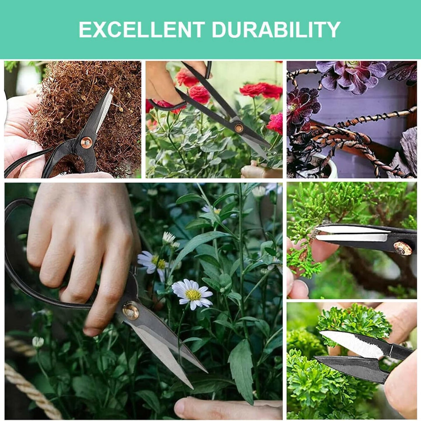 Voilamart 12 Pcs Gardening Bonsai Tool Sets Carbon Steel Garden Plant Trimming Kit Scissor Cutter Shear Heavy Duty Nylon Case Outdoor Entrenching Tools