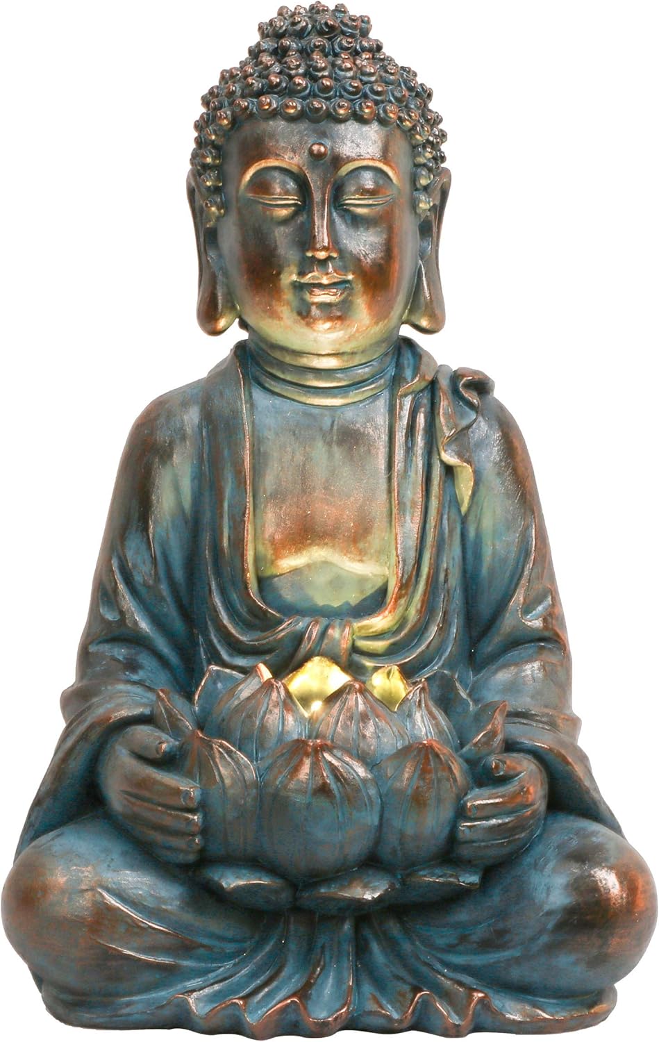 TERESA'S Collections Meditating Buddha Statue for Garden Decor with Outdoor Solar Lights, Large Resin Outdoor Decor Garden Statue Sculpture for Home Lawn Yard Decor Gifts for Dad and Mom, 10.4''