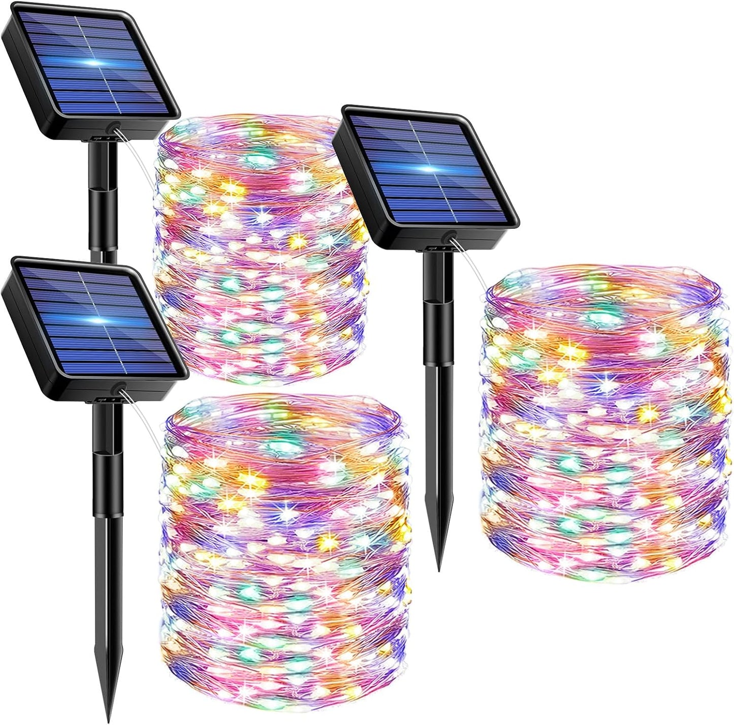 3 Pack Solar Fairy Lights for Outside Waterproof, 49FT/15M 150LED Solar String Lights Outdoor 8 Modes Solar Twinkle Lights for Garden Yard Christmas Tree Wedding Party Decor, Multicolor