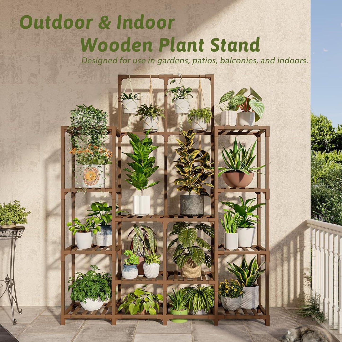 Plant Stand Indoor Outdoor 63" Tall Plant Shelf for Plants 12-Tier Large Plant Sheves for Living Room Heavy Duty Plant Rack Garden Balcony Patio Hanging Planter