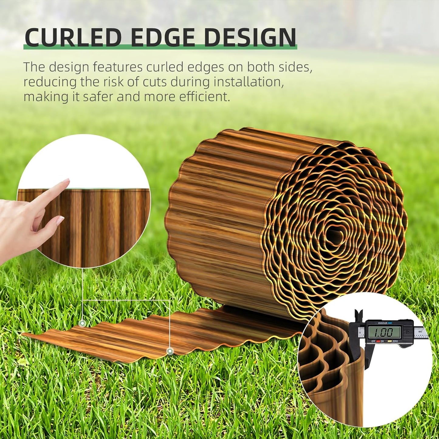 Corrugated Metal Garden Edging, 5''×25Ft Steel Landscape Edging Border, Flower Bed Edging Borders, Metal Lawn Edging for Landscaping, Garden, Pathway, Lawn, Flower Bed, Garden Fence (Rusty)