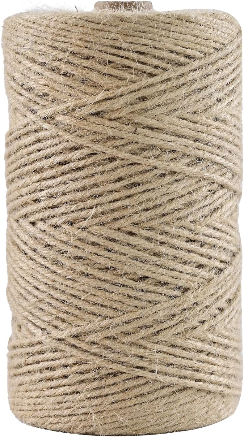 Natural Jute Twine 656 Feet Long String for Crafts Gift Wrapping Christmas Handmade Arts Decoration Packing String Home Decor （3mm * 656feet）