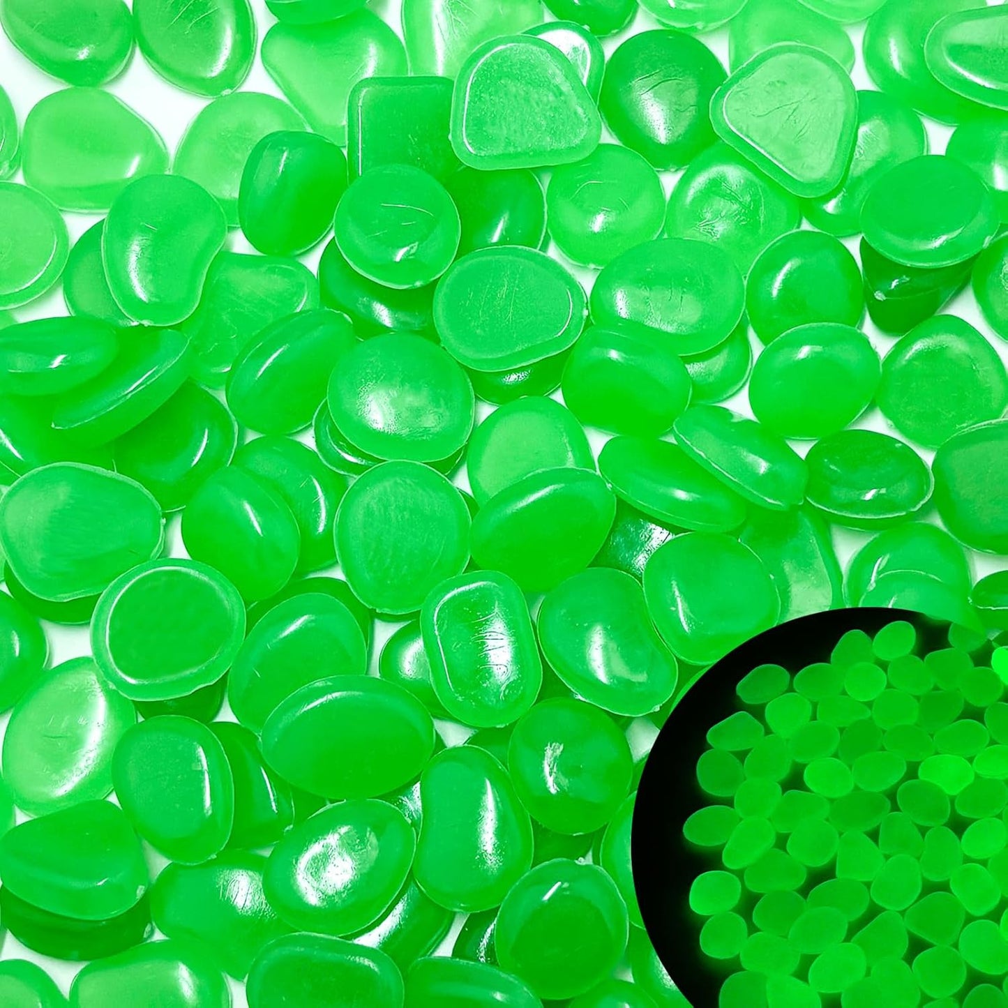 Glow in The Dark Fish Tank Rocks,Green Glowing Rocks Stones Resin Glow in Dark Pebbles for Outdoor Garden, Fish Tank, Aquarium, Landscaping,Driveway Decoration,11 oz