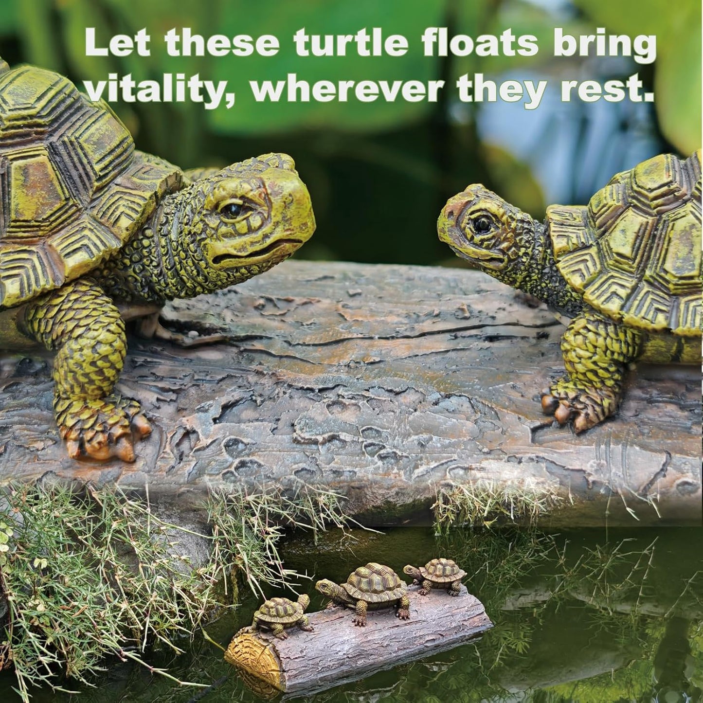 Green Resin Turtle Float Pond Decor, Realistic Floating Decor for Outdoor Ponds, Decorative Animal Garden Statues for Pond Accessories, Garden Outside Lawn Ornament